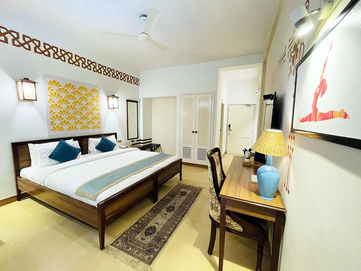 Bedroom, Bed in Yog Niketan By Sanskriti