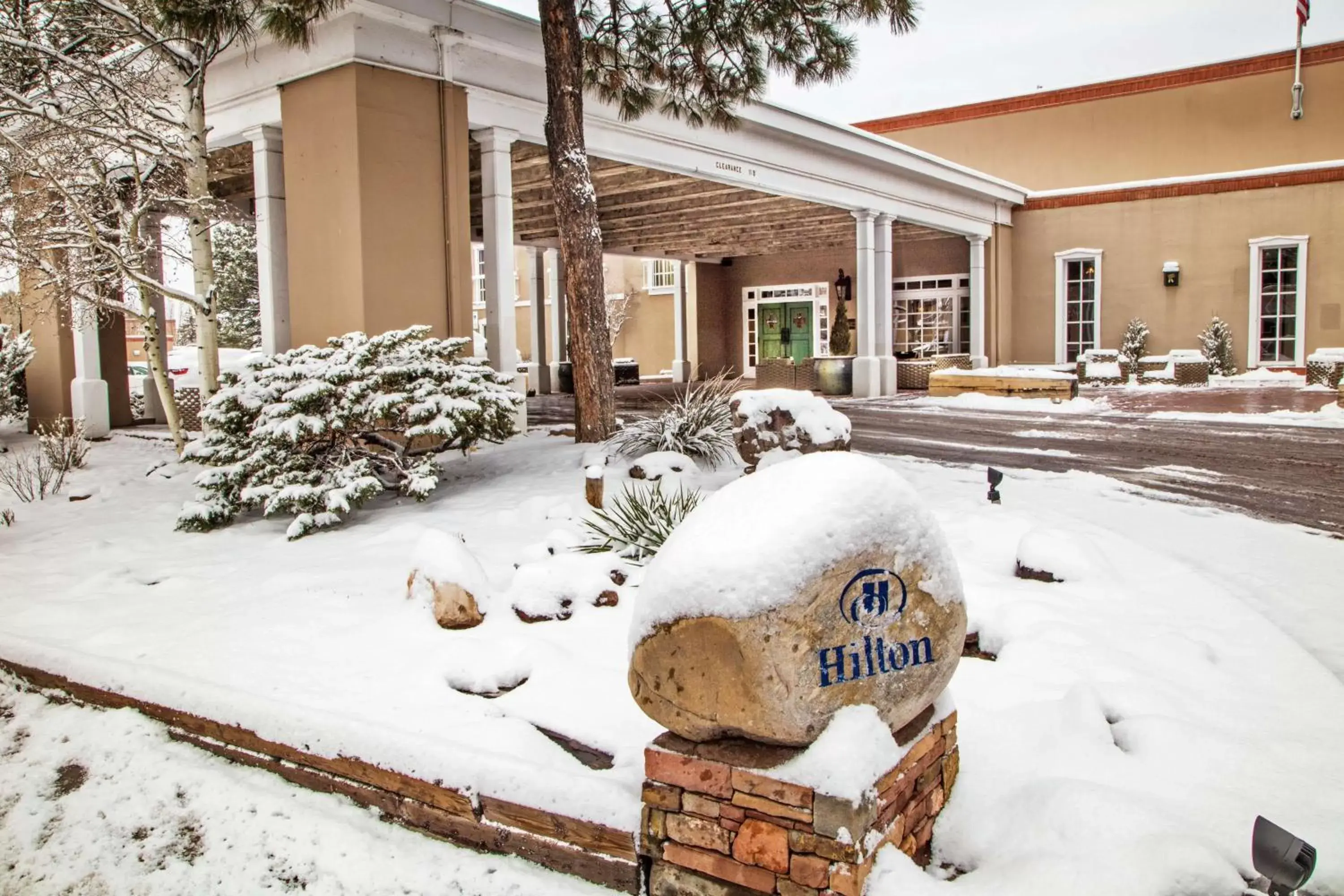 Property building, Winter in Hilton Santa Fe Historic Plaza