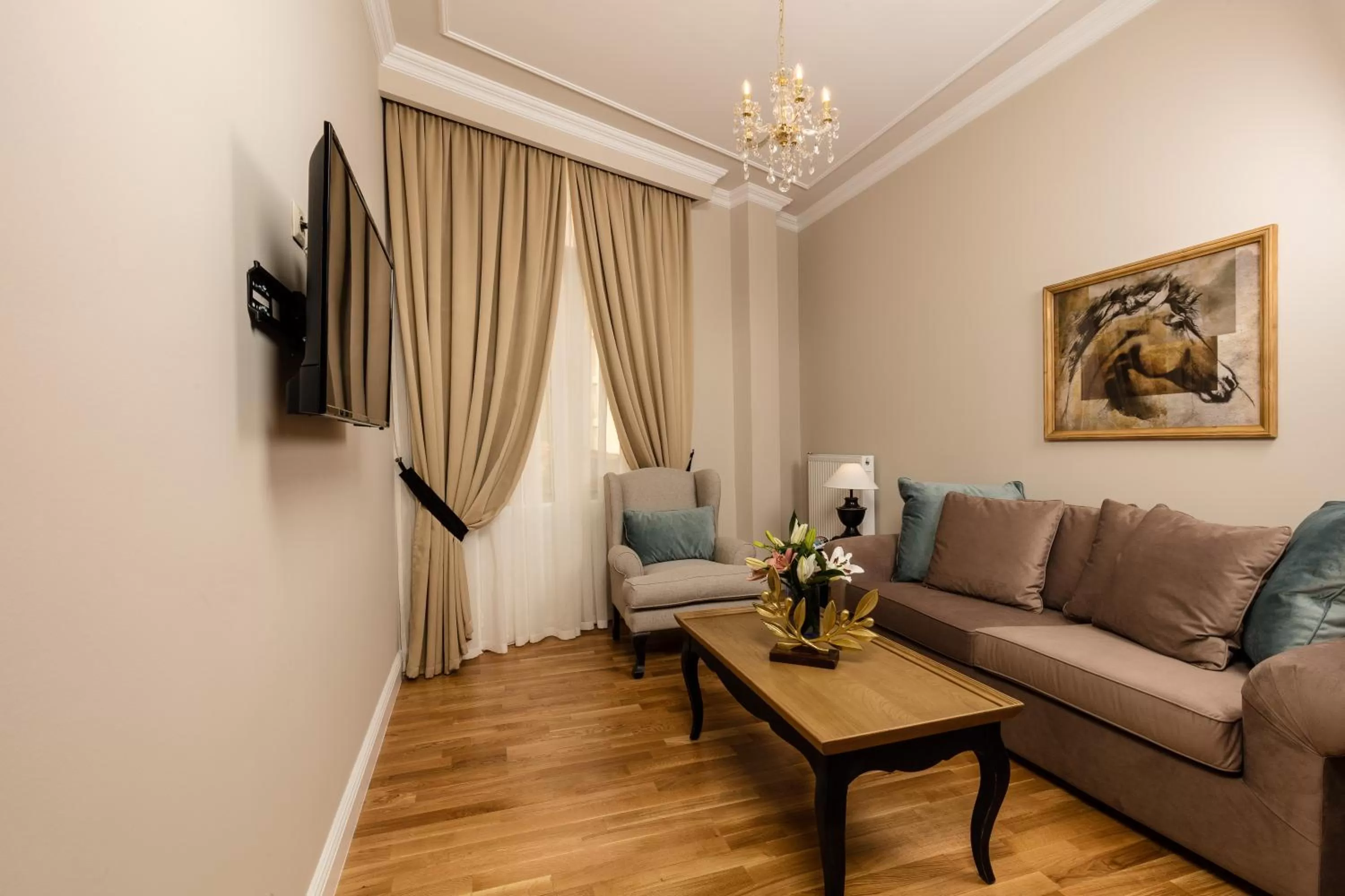 Living room in Athens Mansion Luxury Suites