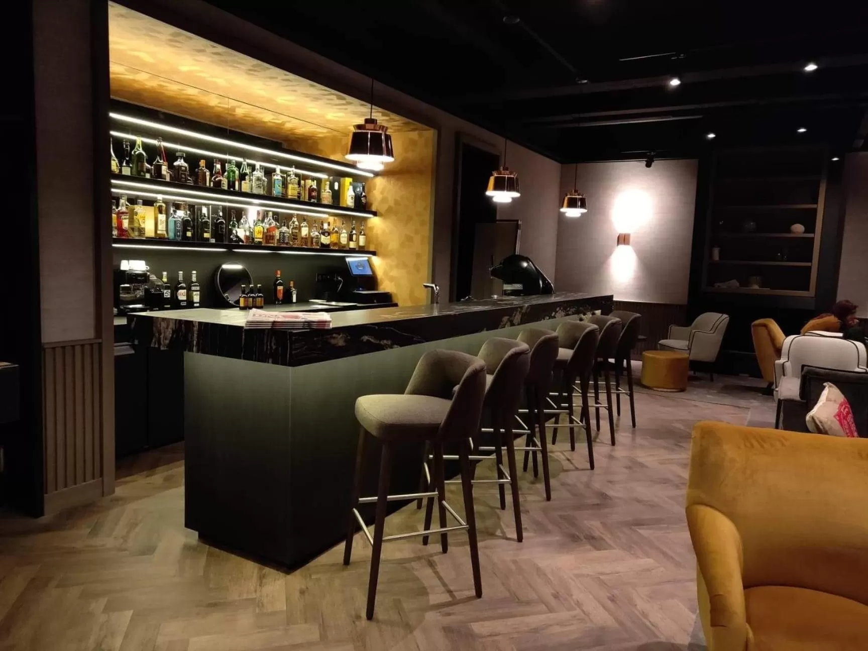 Lounge or bar in Hôtel Restaurant Vaillant proche Europapark Rulantica