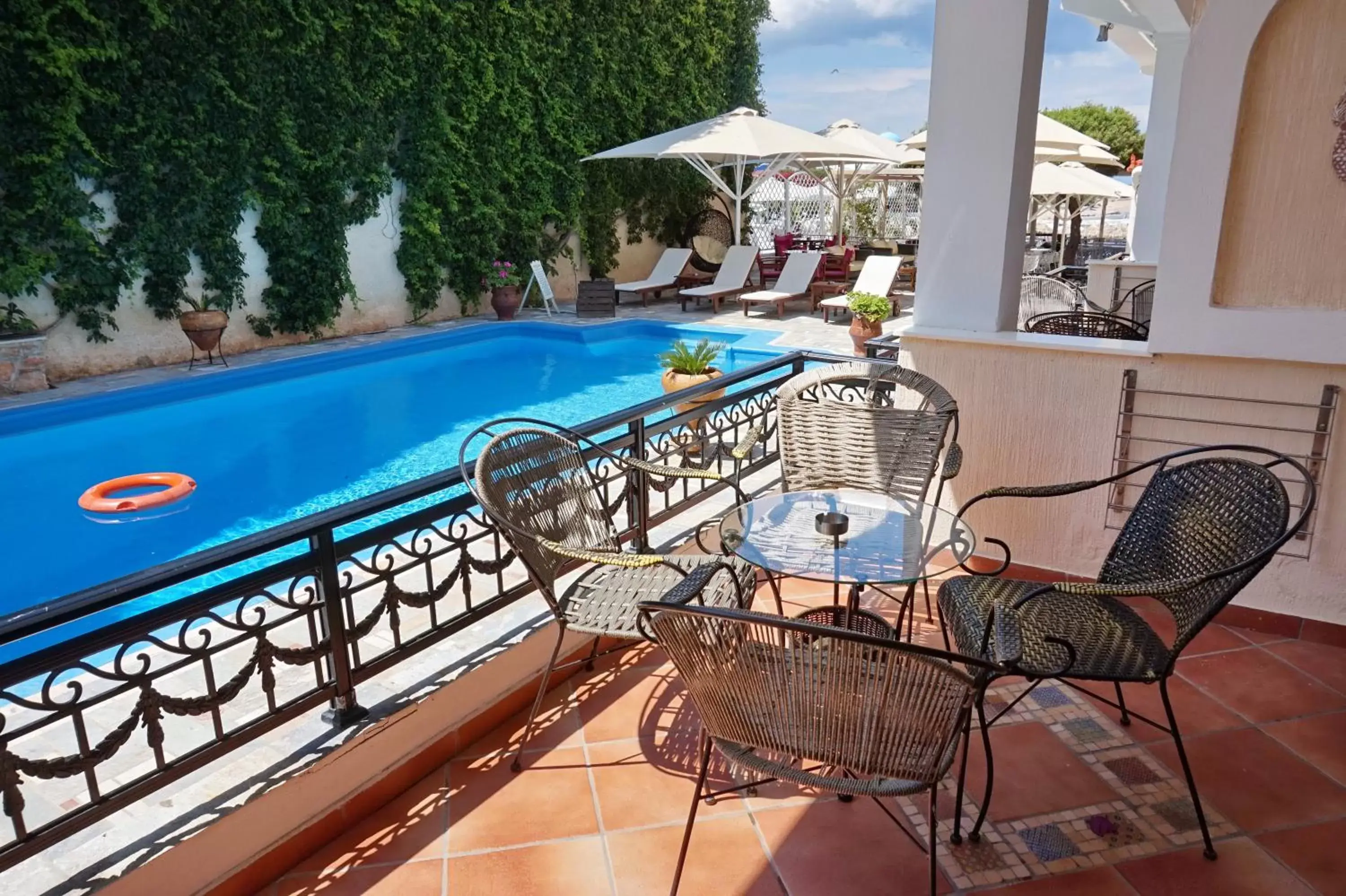 Balcony/Terrace, Pool View in Aktaion Beach Boutique Hotel & Spa