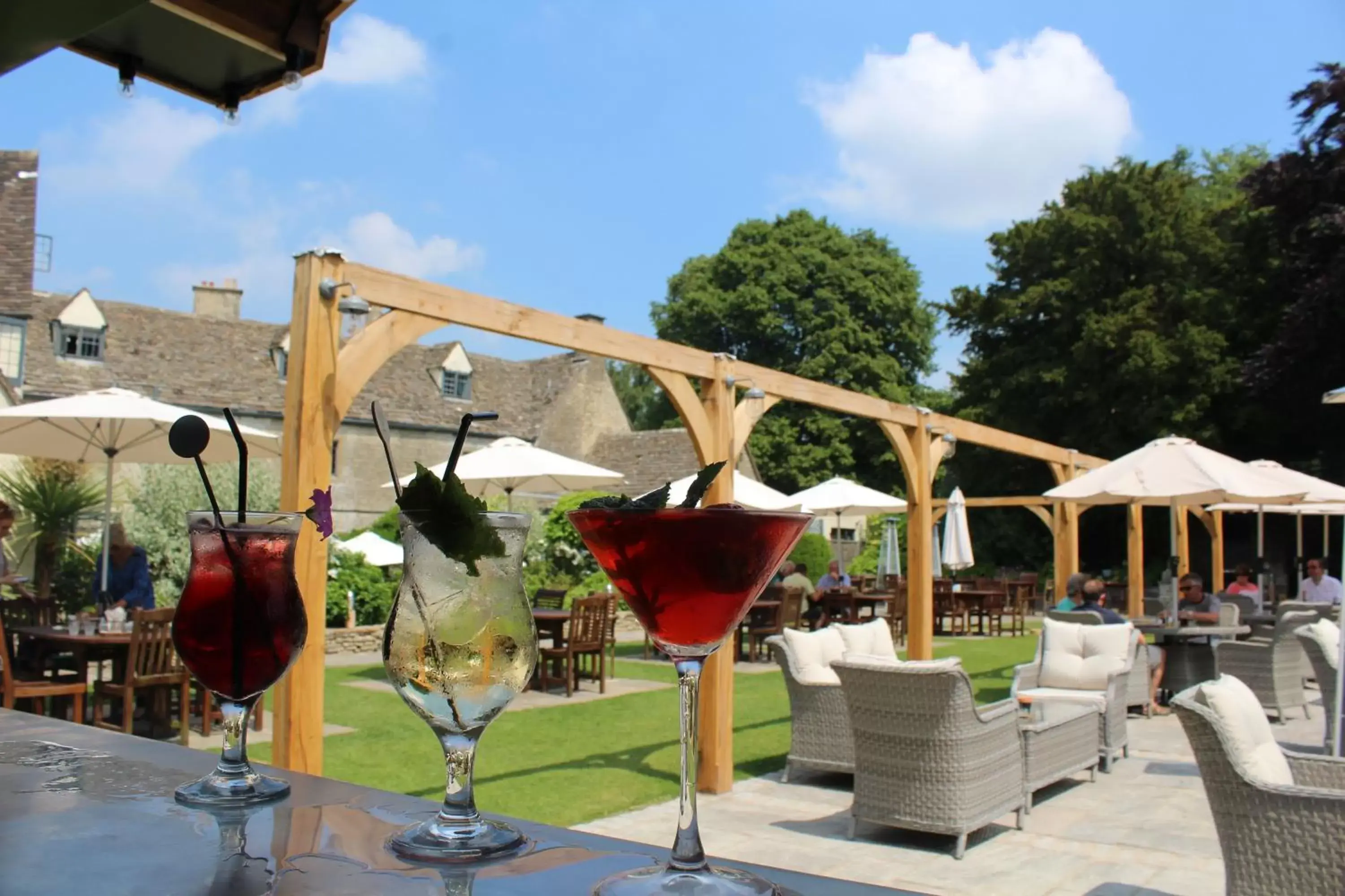 Patio in The Bear Of Rodborough Hotel