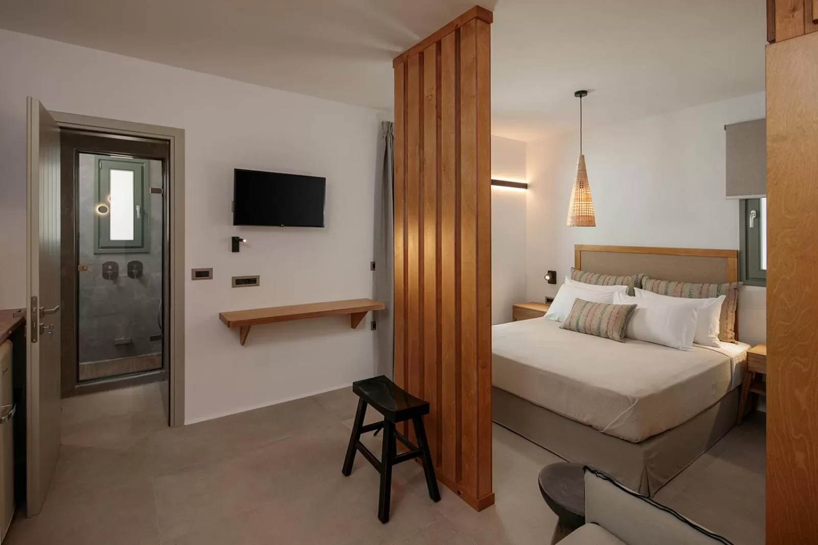 Bed in Makava Suites Naxos