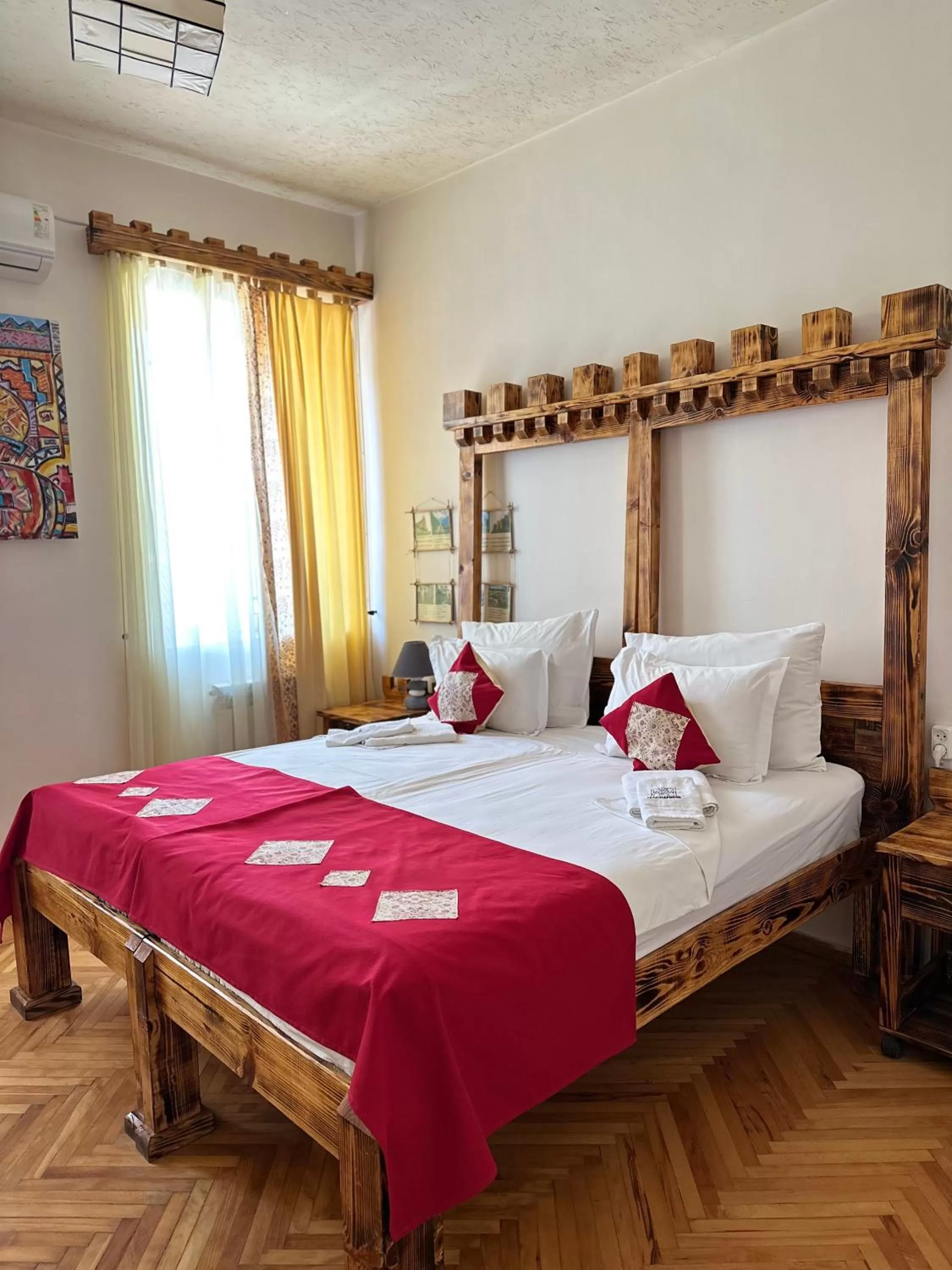 Bed in Machanents Art Hotel