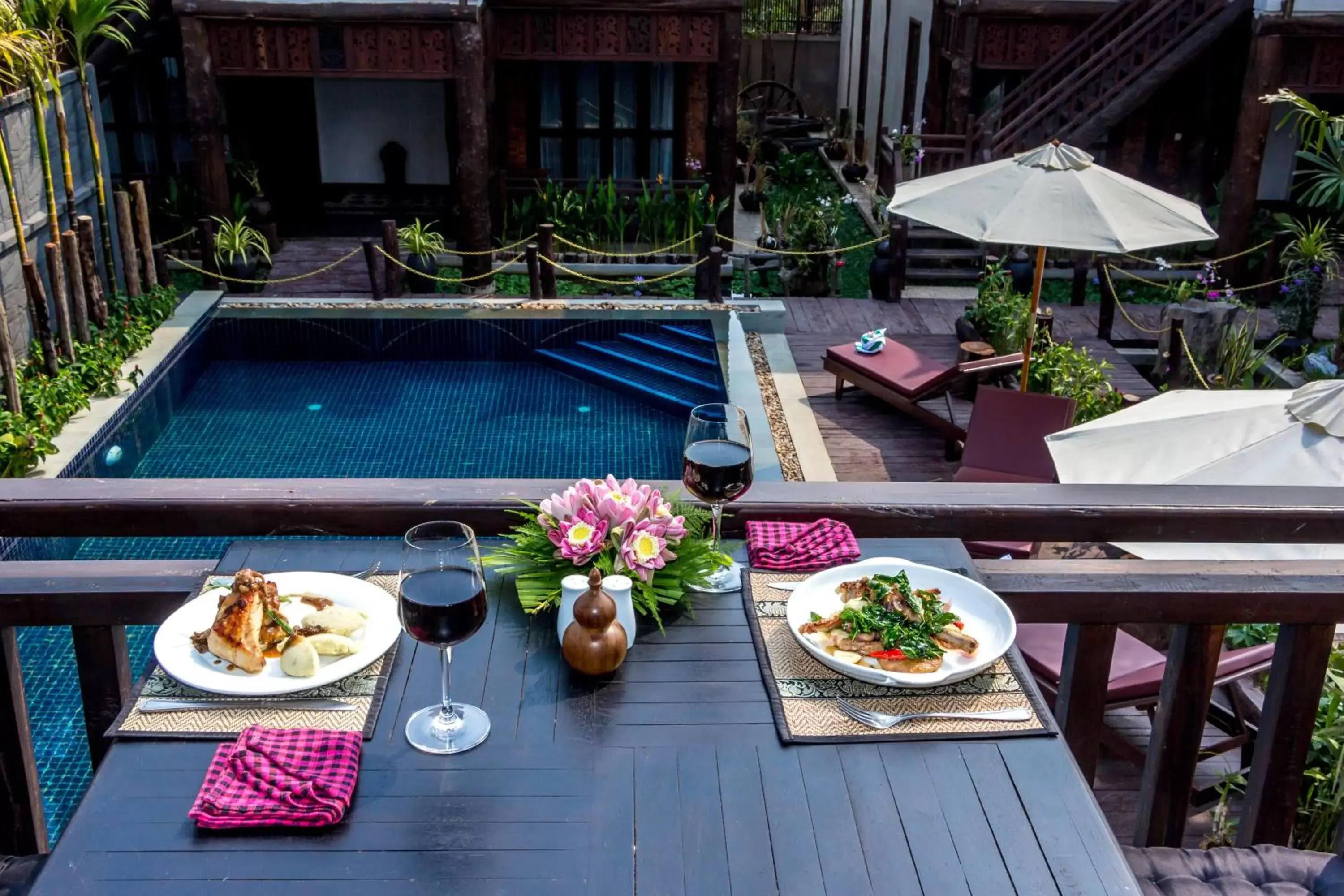 Dining area, Pool View in Java Wooden Villa & Residence