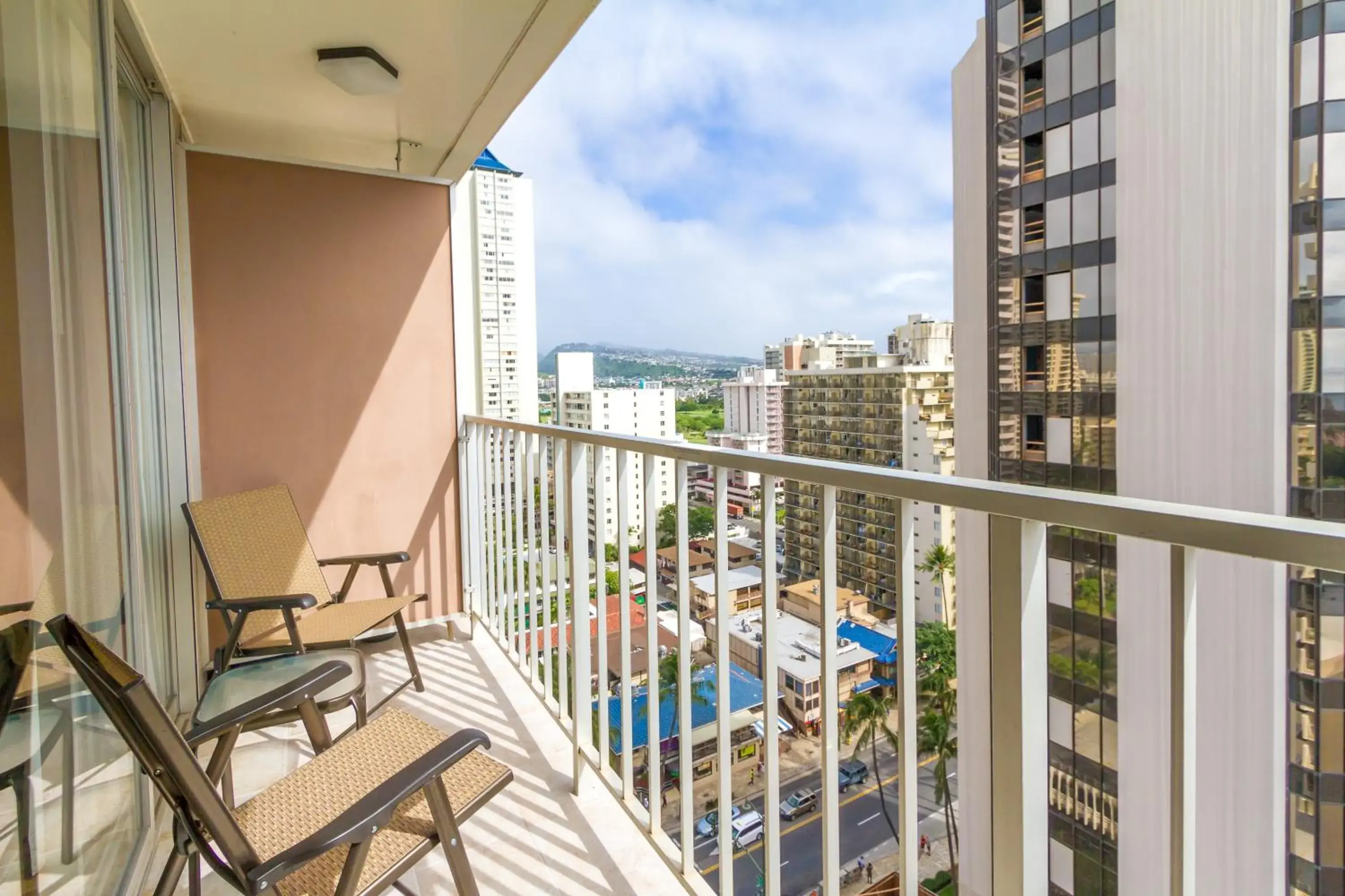 Day, Balcony/Terrace in Tropical Studios at Marine Surf Waikiki - FREE PARKING - BEST LOCATION - FULL KITCHEN - SWIMMING POOL