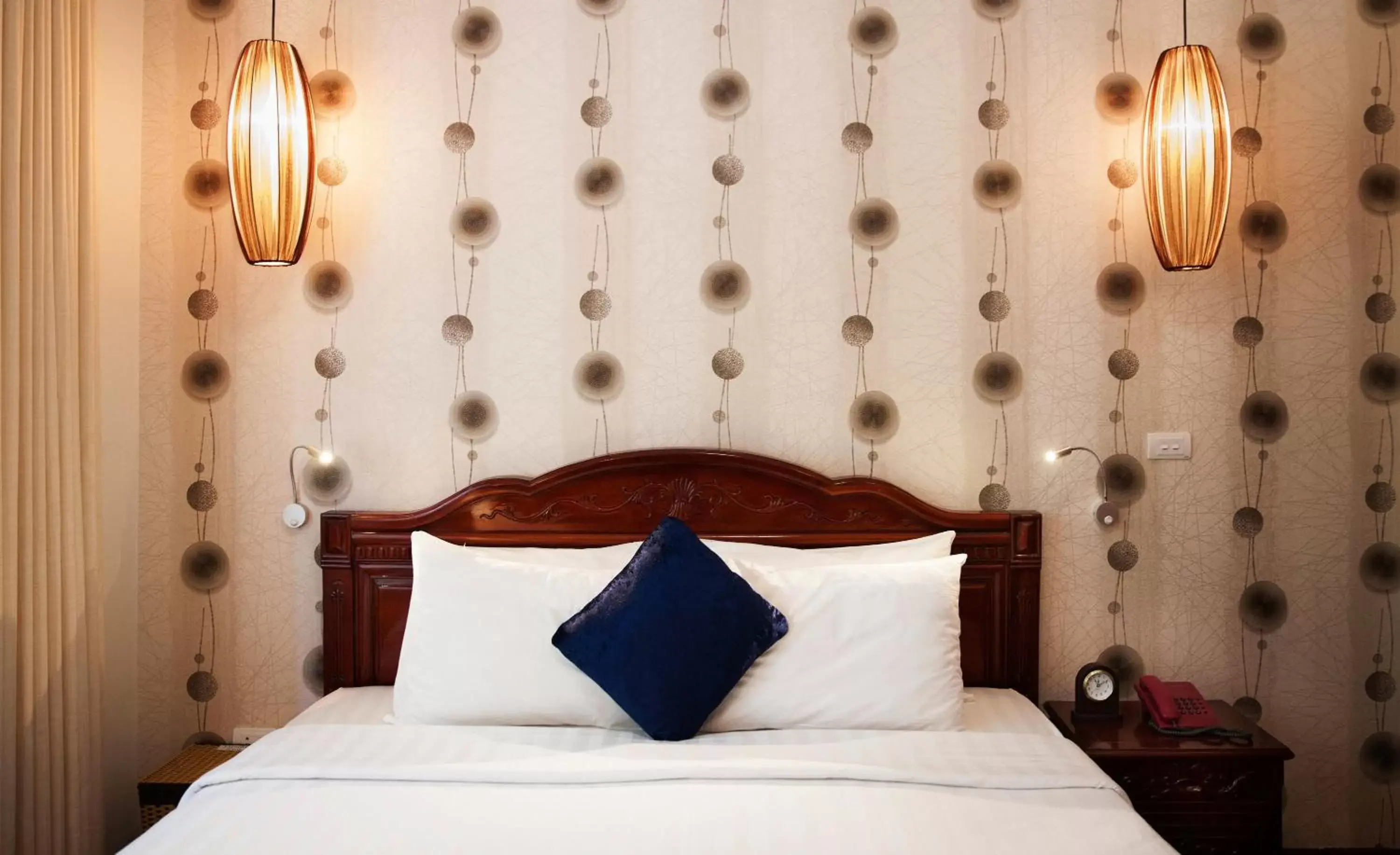 Decorative detail, Bed in Hanoi Golden Moon Hotel
