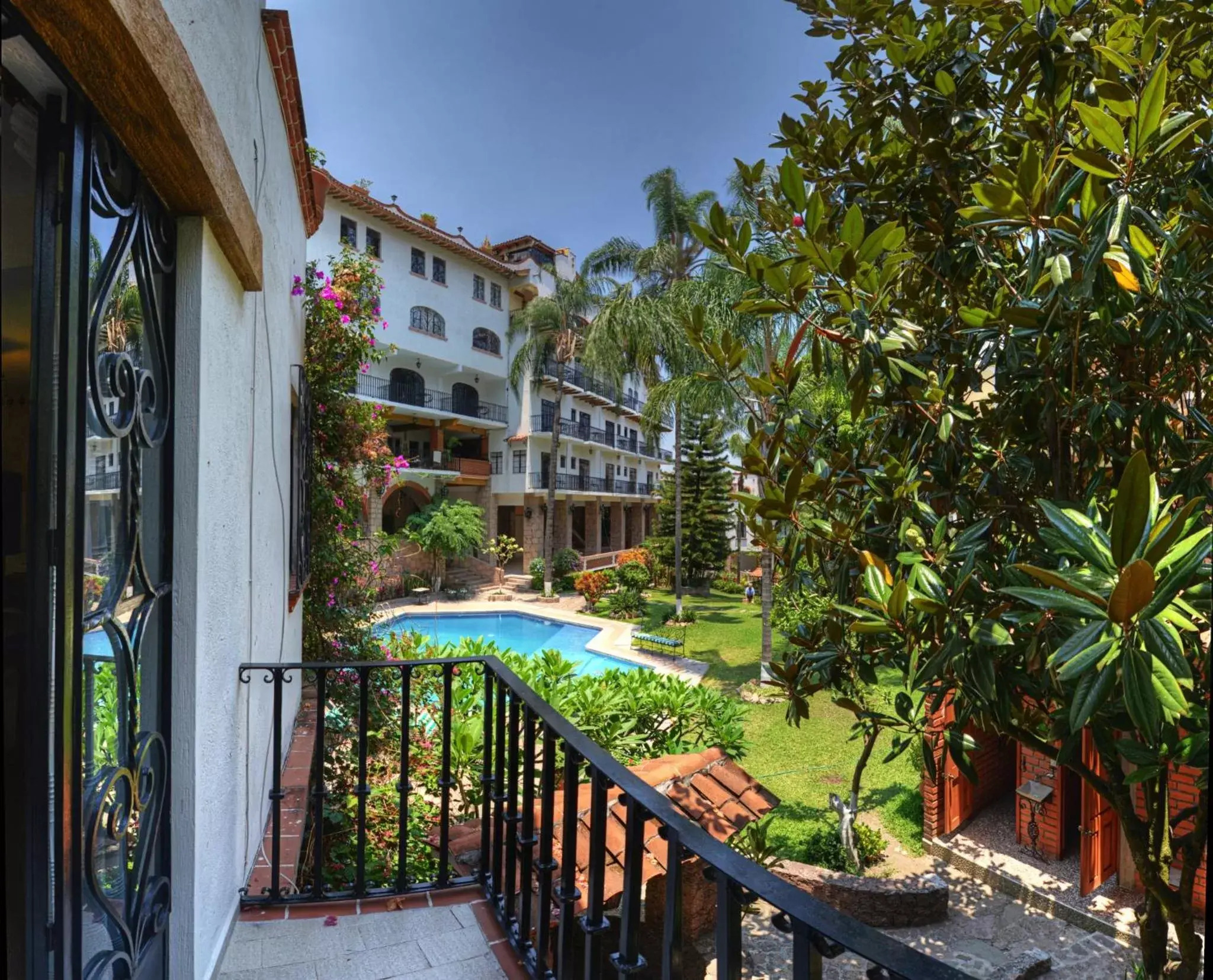 Balcony/Terrace, Pool View in Hotel Posada San Javier