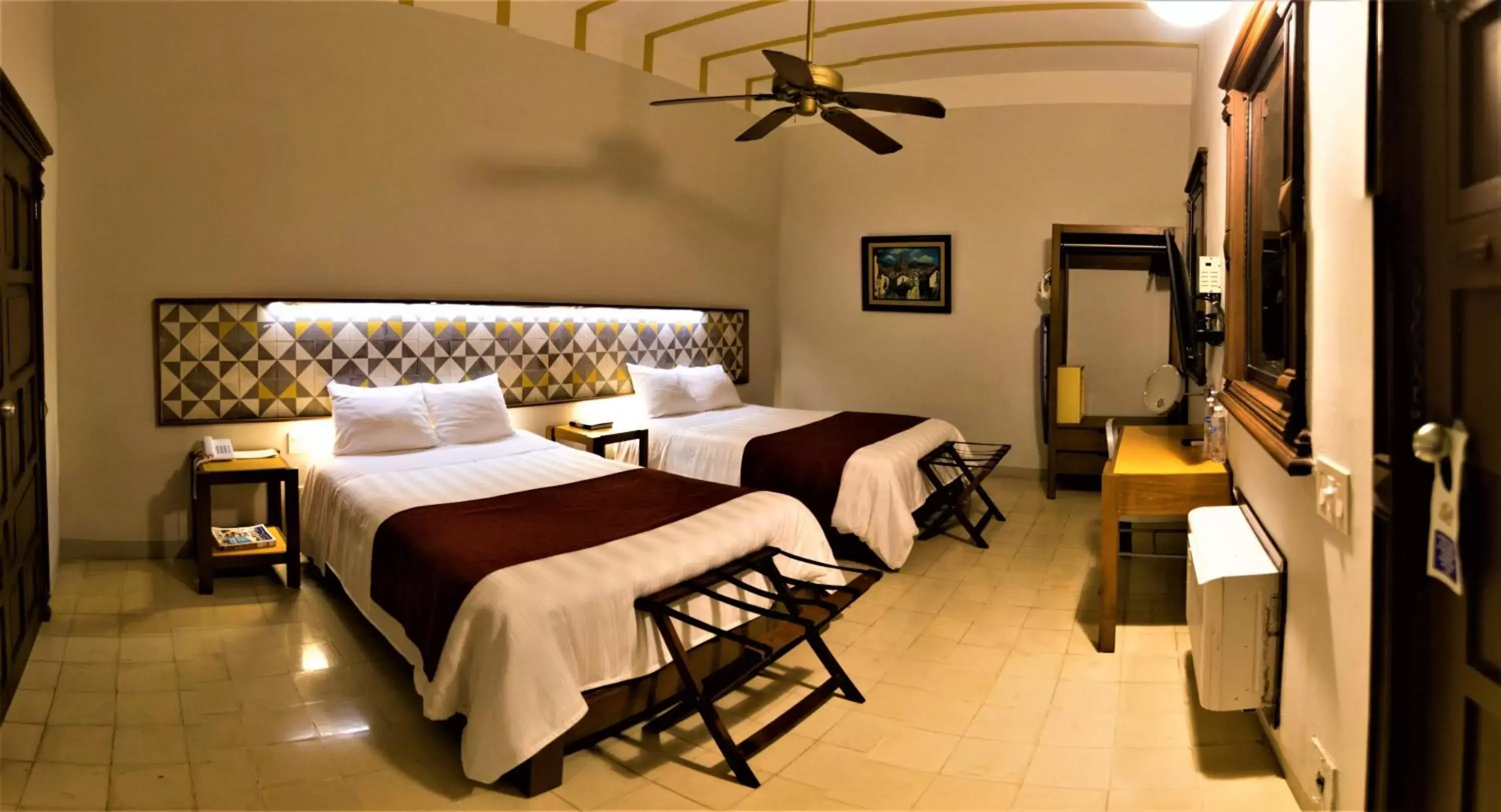 Decorative detail, Bed in Hotel Caribe Merida Yucatan