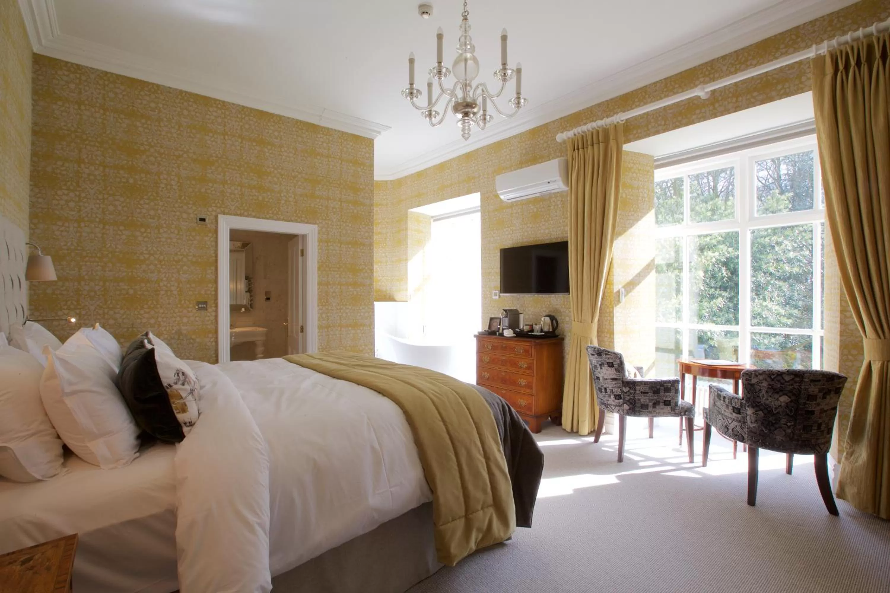 Photo of the whole room, Bed in Storrs Hall Hotel on the shore of Lake Windermere