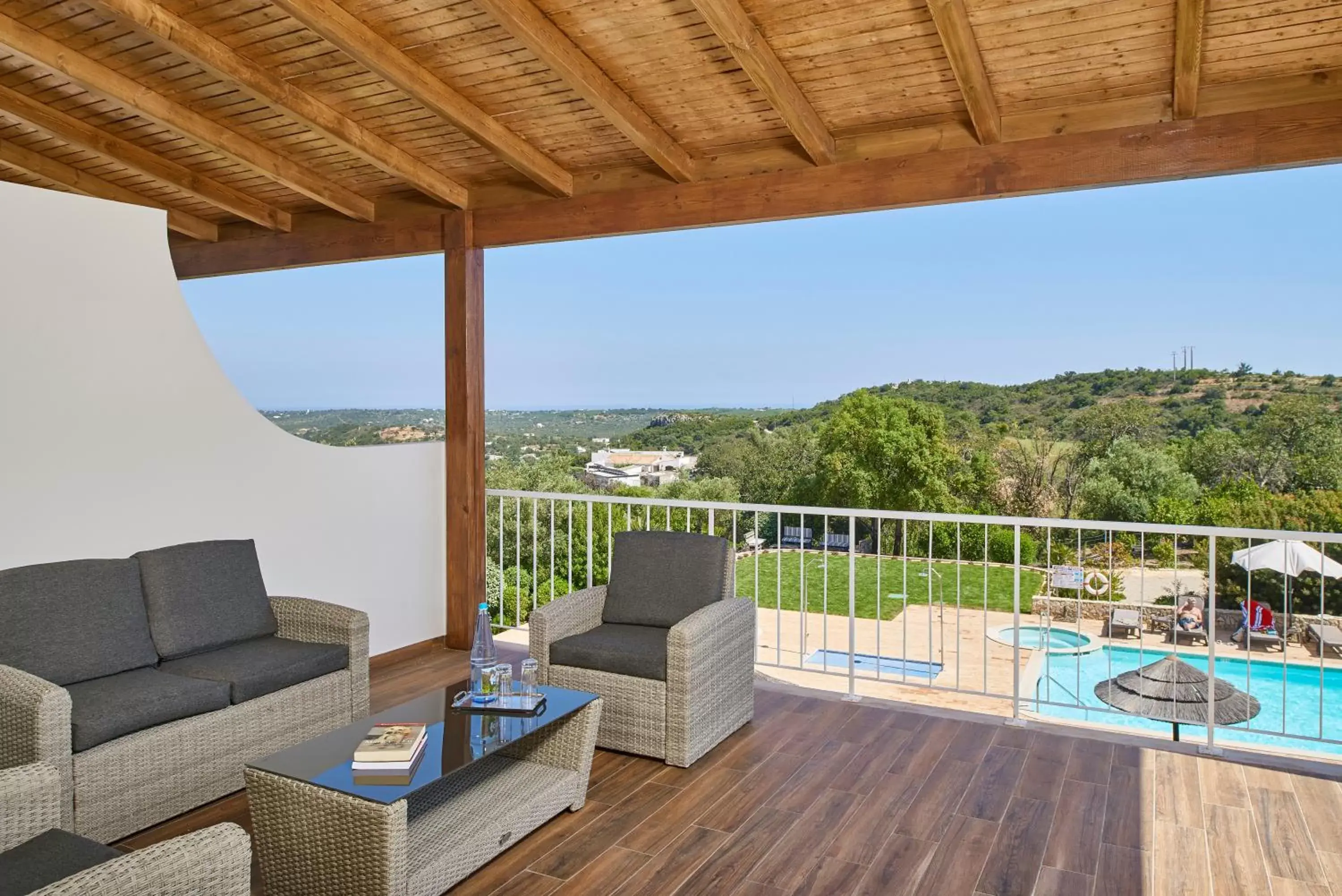 Balcony/Terrace, Pool View in Hotel Rural Quinta do Marco - Nature & Dining