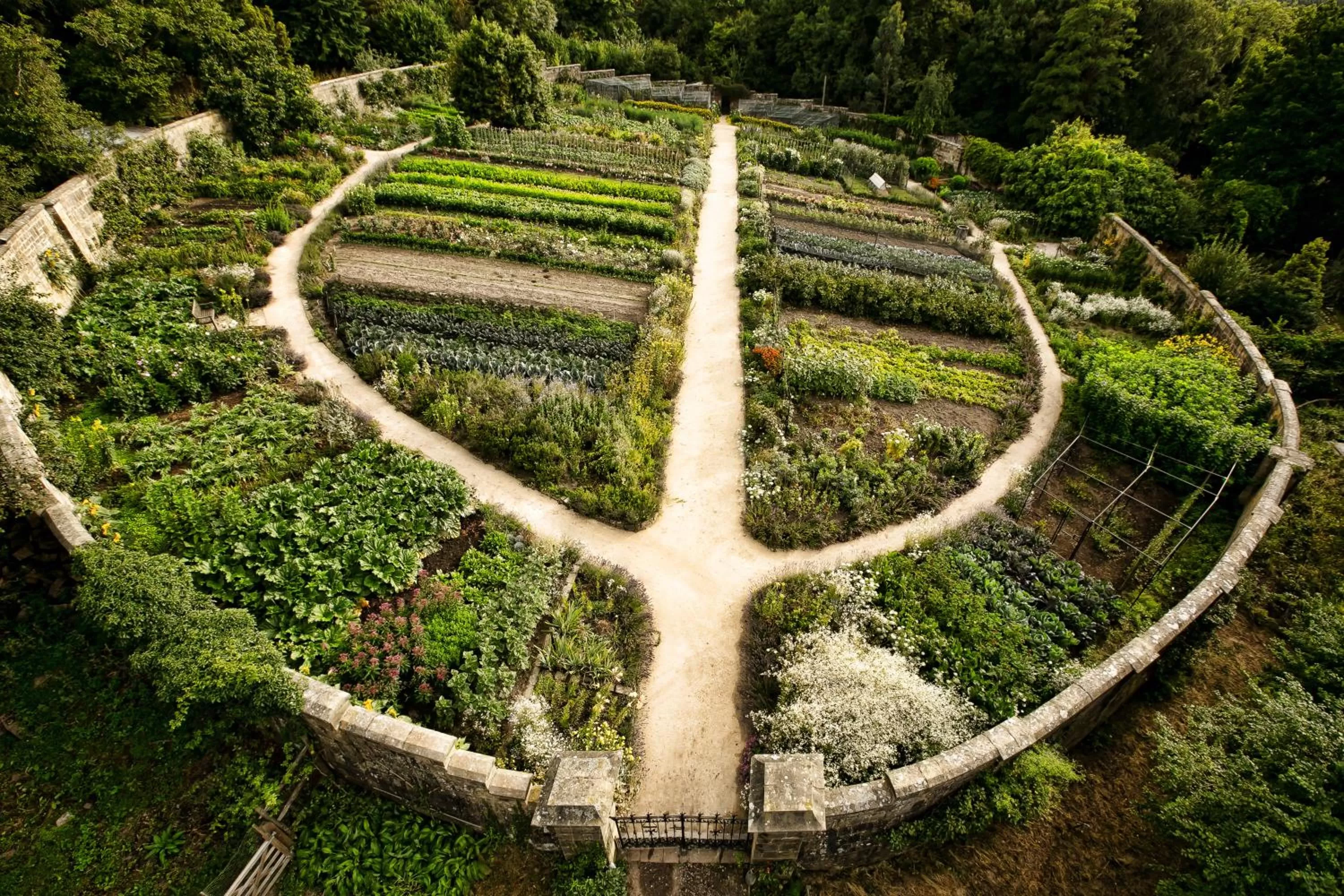 Garden, Bird's-eye View in Gravetye Manor