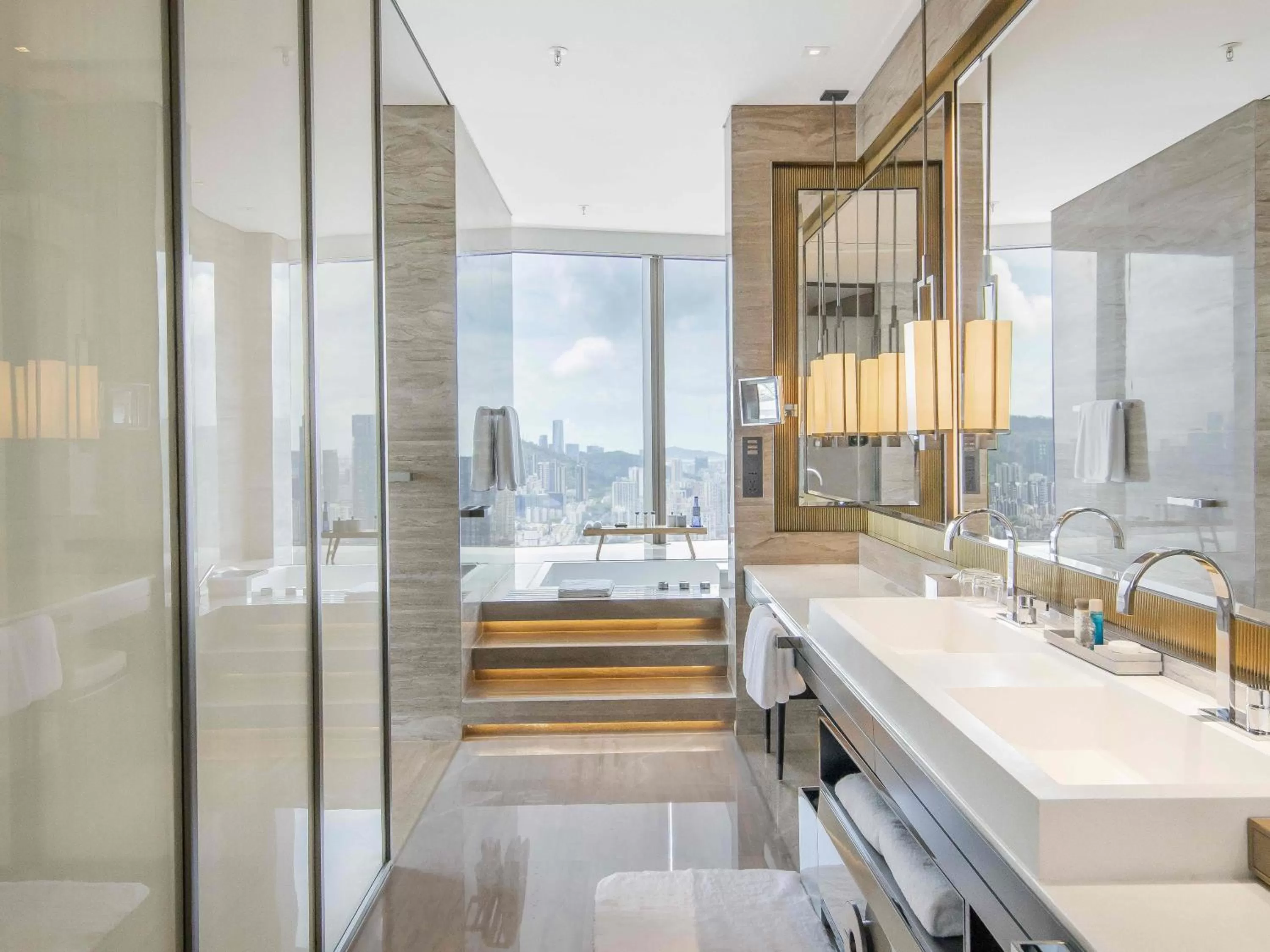 Bathroom in Raffles Shenzhen, Situated in the heart of One Shenzhen Bay, Book Now to Enjoy Free Minibar and Happy Hour Privileges at Long Bar on 71F