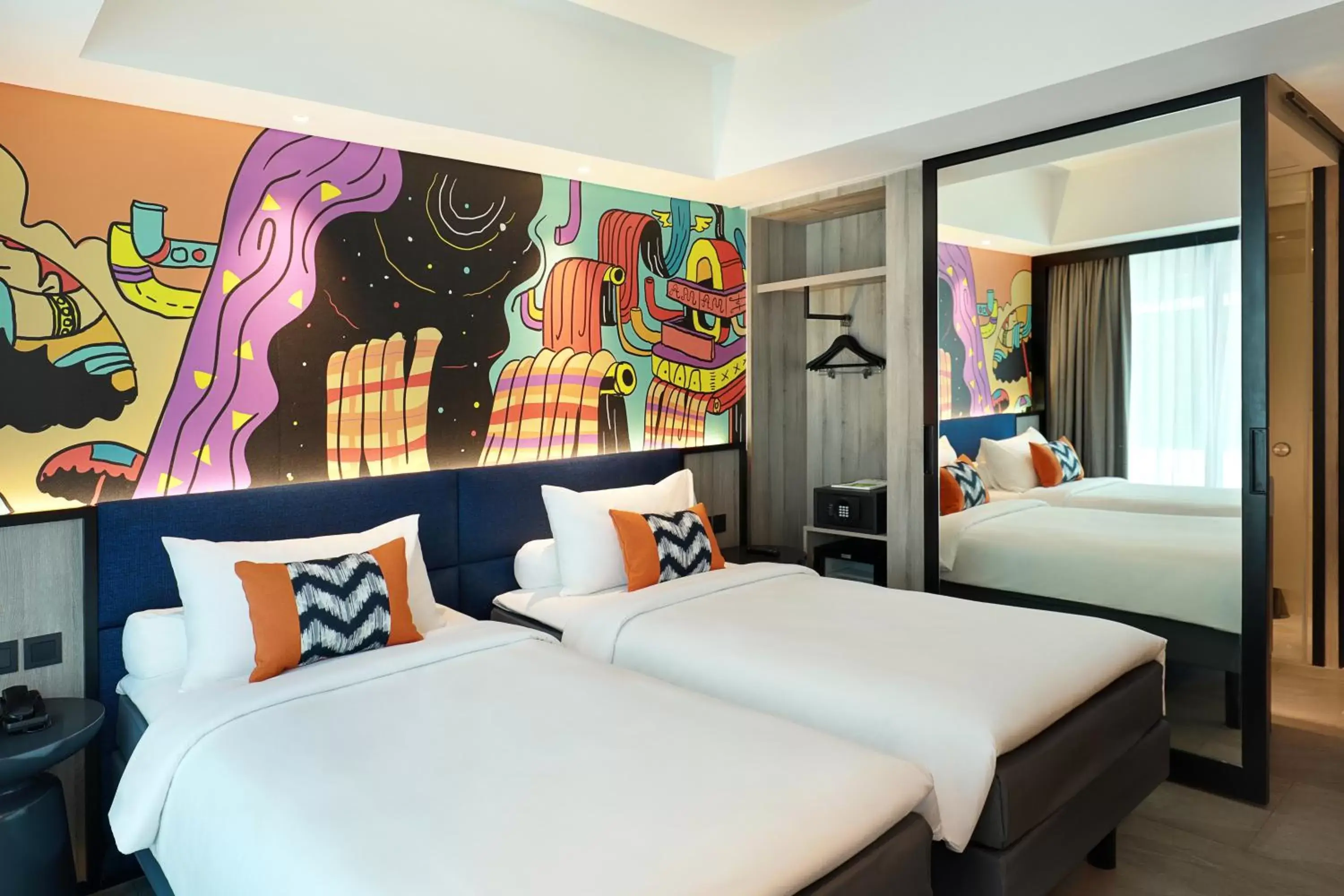 Decorative detail, Bed in ibis Styles Jakarta Tanah Abang