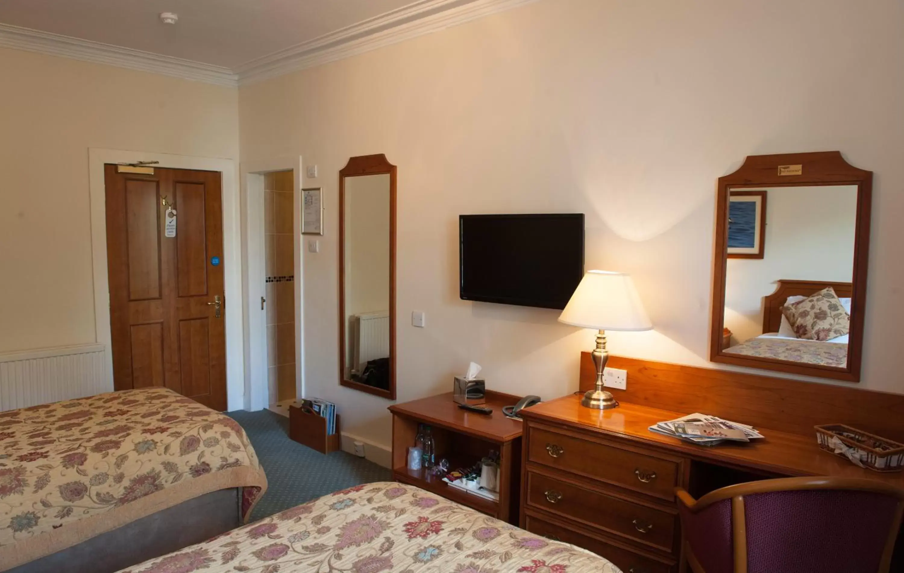 Bed, TV/Entertainment Center in Grant Arms Hotel