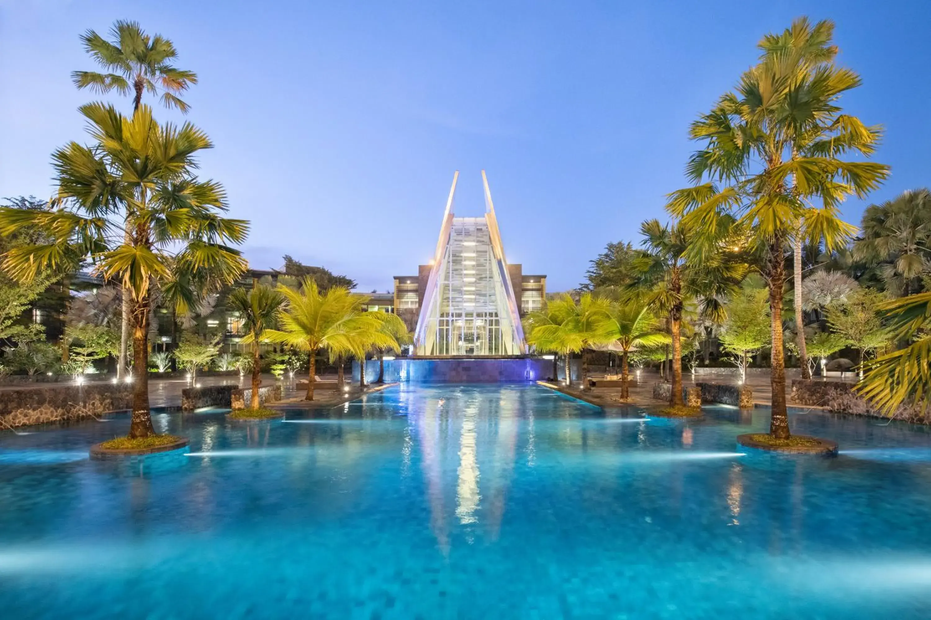 Landmark view, Swimming Pool in Novotel Palembang Hotel