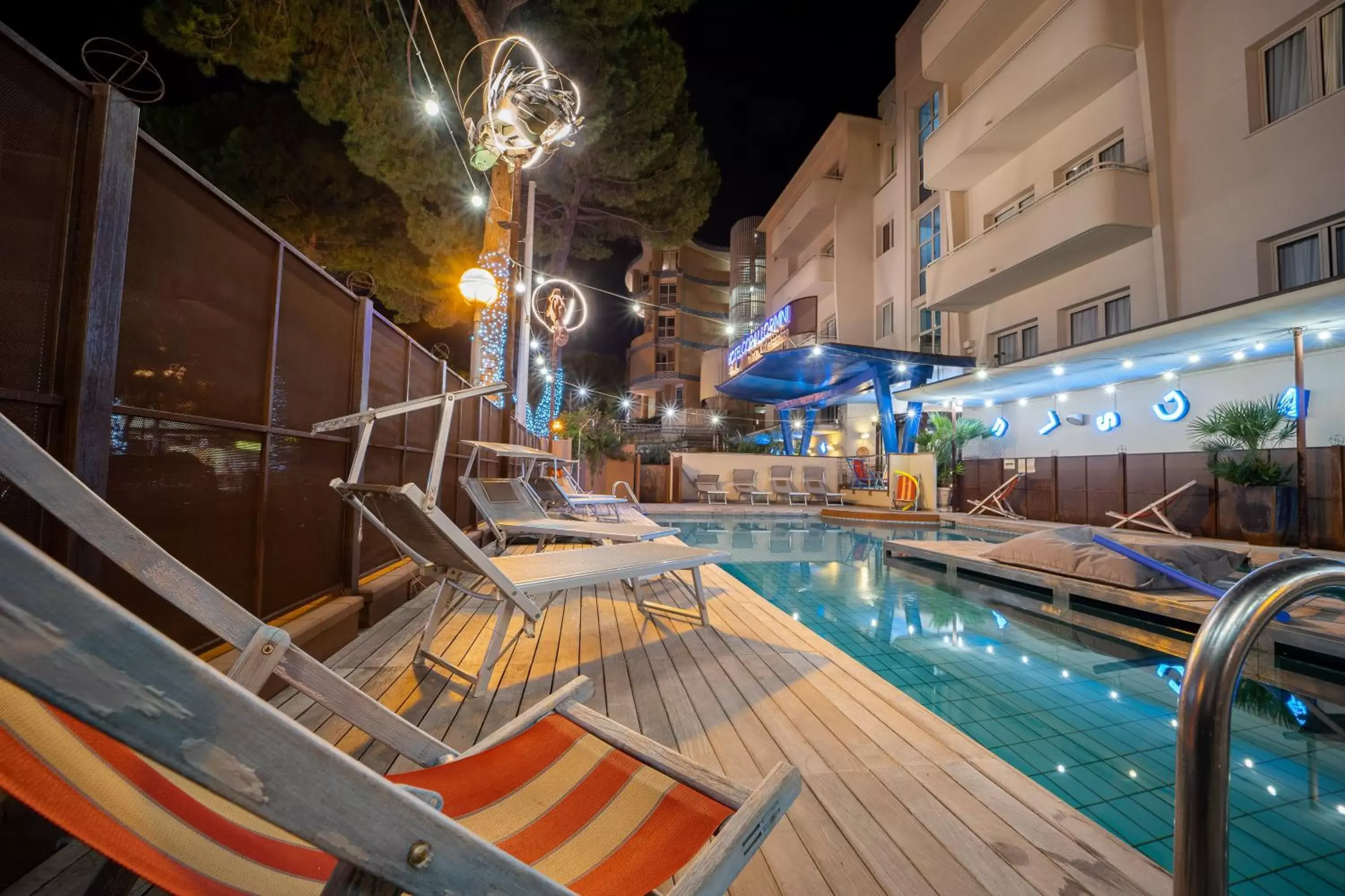 Night, Swimming Pool in Hotel Corallo Rimini