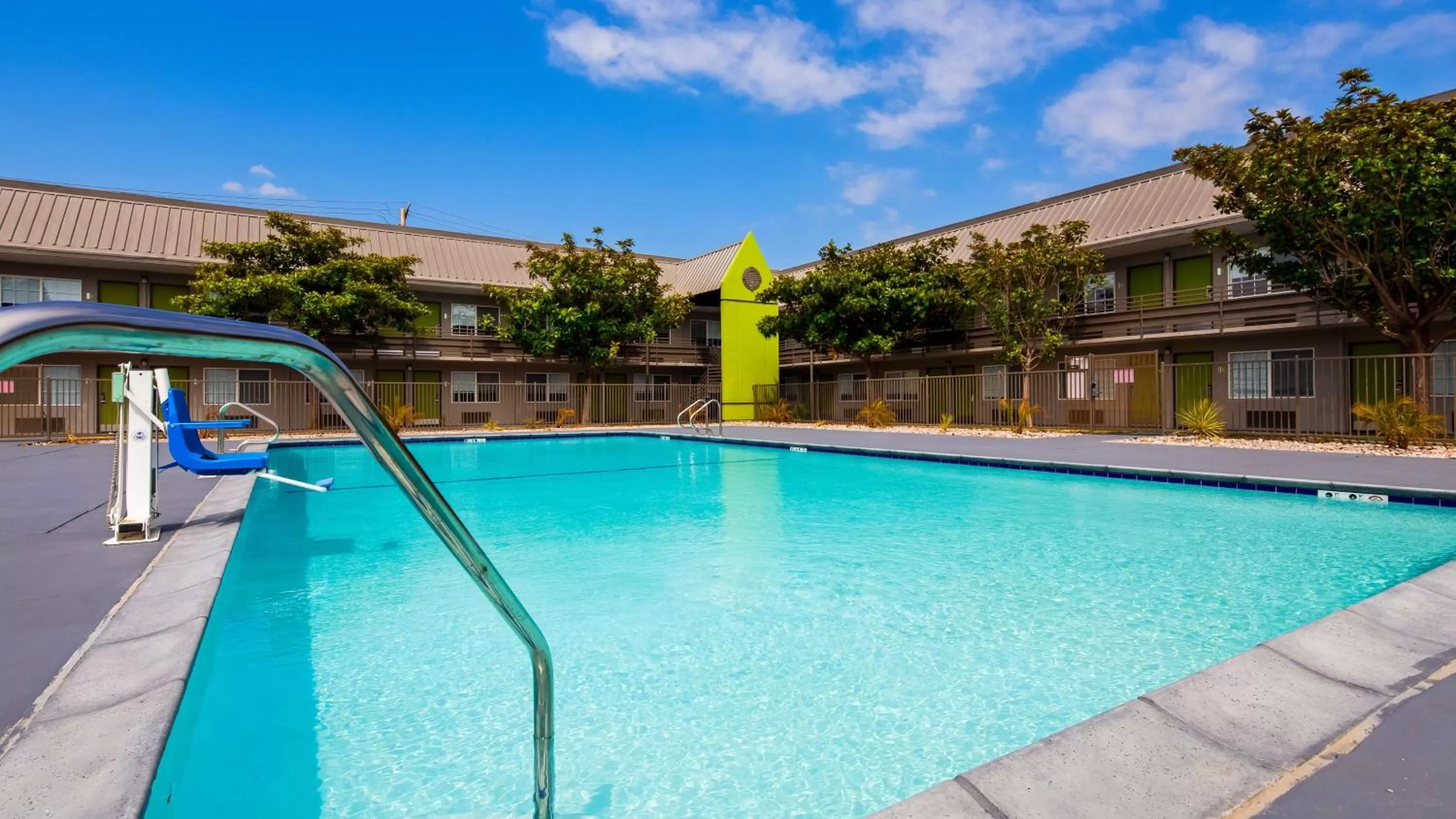 Pool view in SureStay Plus Hotel by Best Western Point Richmond