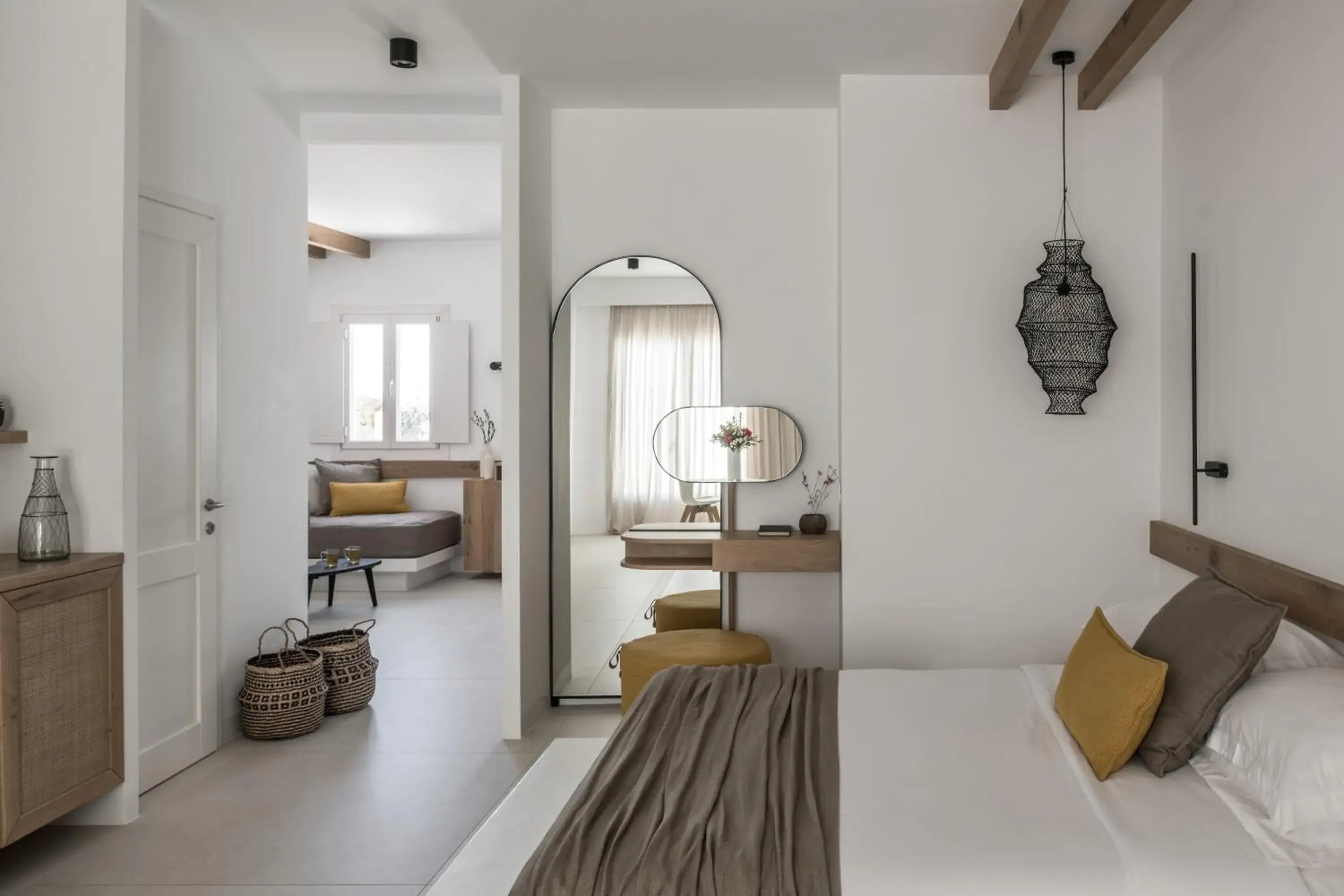 Bedroom, Bed in A Hotel Mykonos