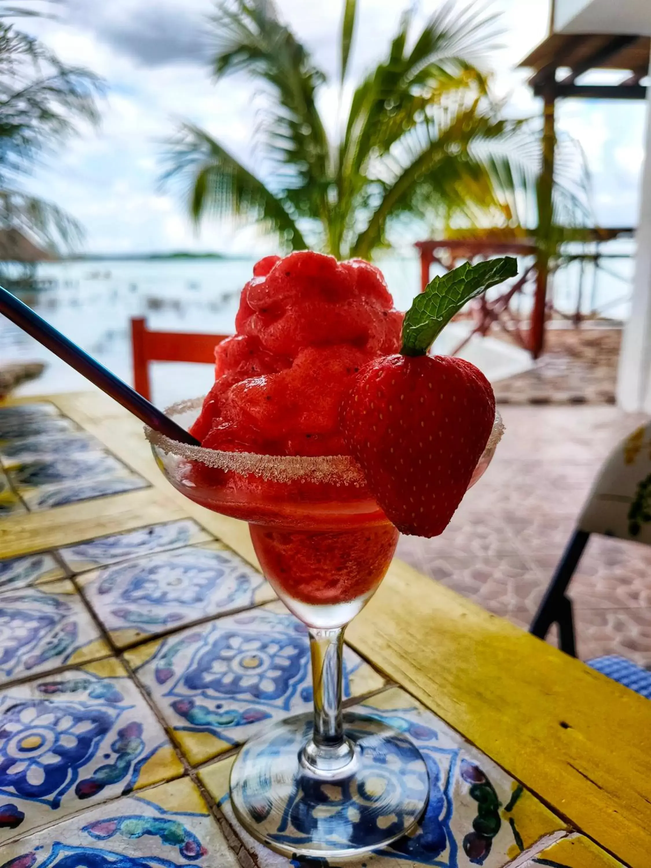 Food and drinks in El Búho Lagoon Bacalar