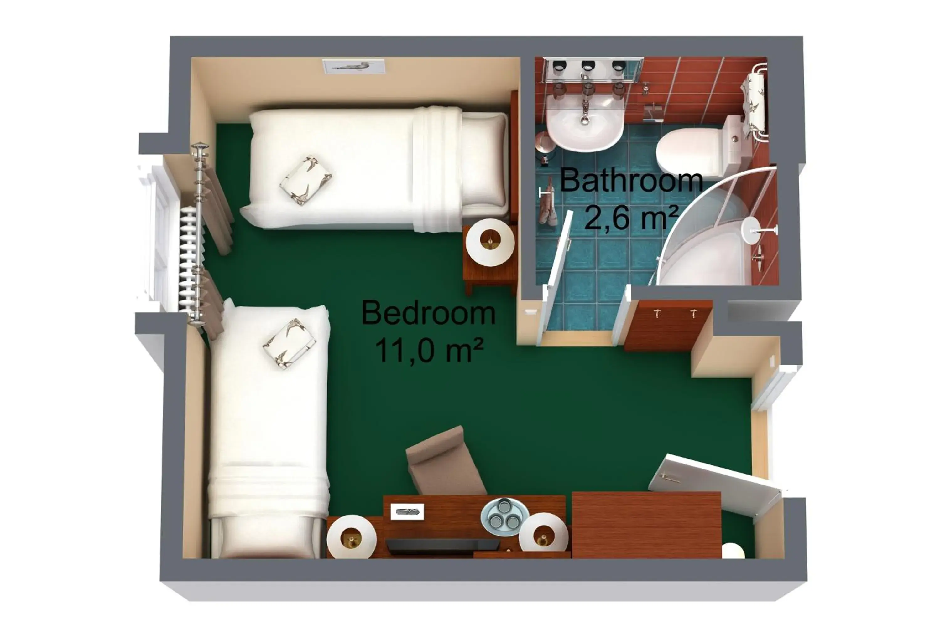 Photo of the whole room, Floor Plan in Hotel William