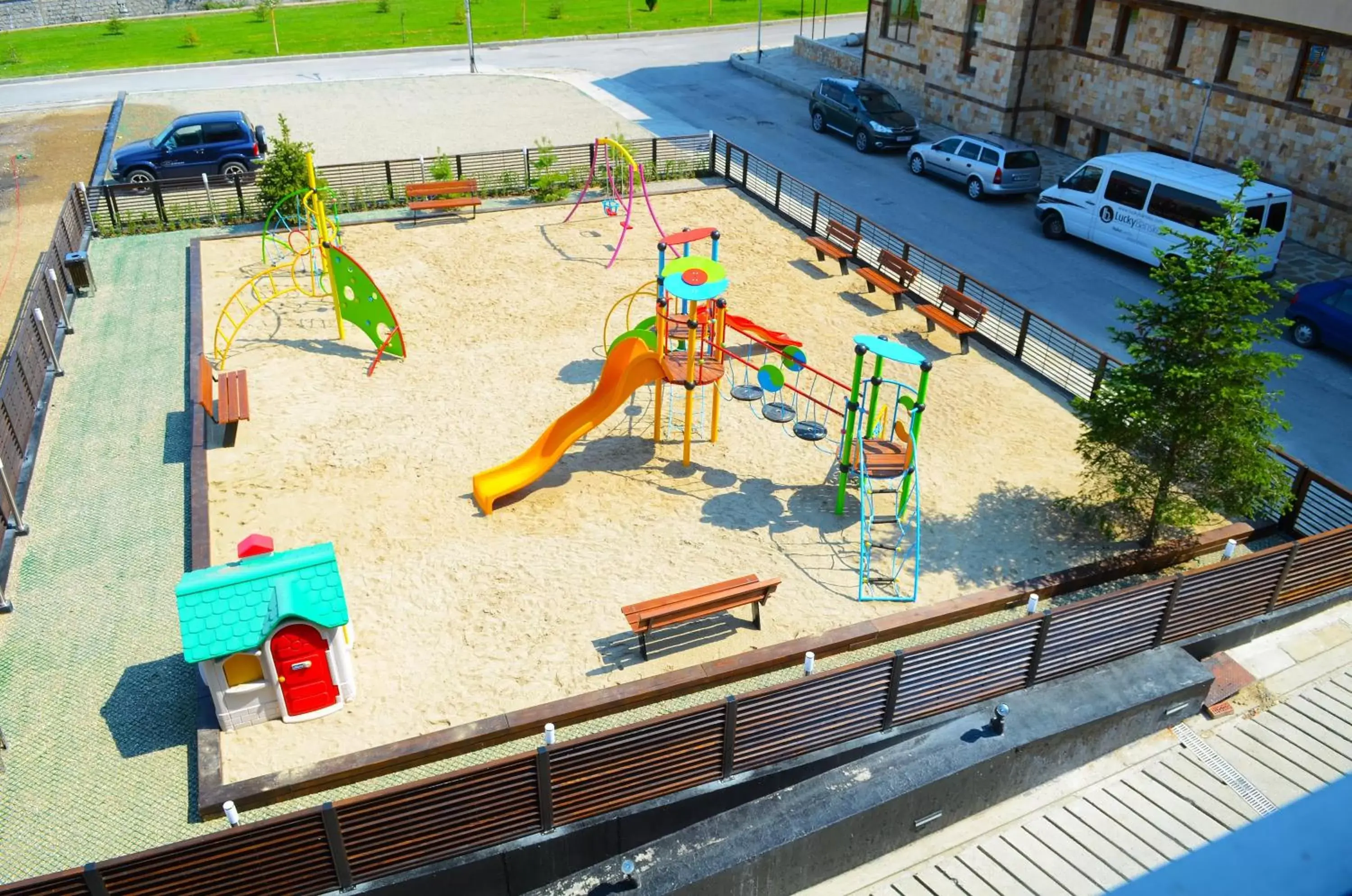 Children play ground, Pool View in Lucky Bansko Aparthotel SPA & Relax