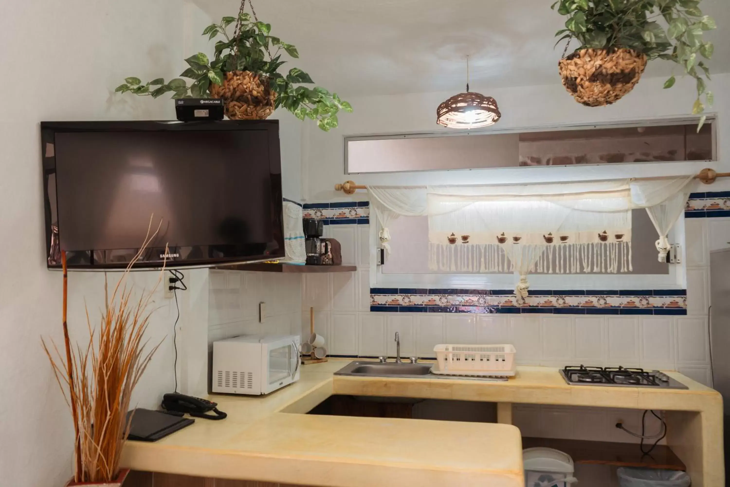 Kitchen or kitchenette, TV/Entertainment Center in Arena Suites