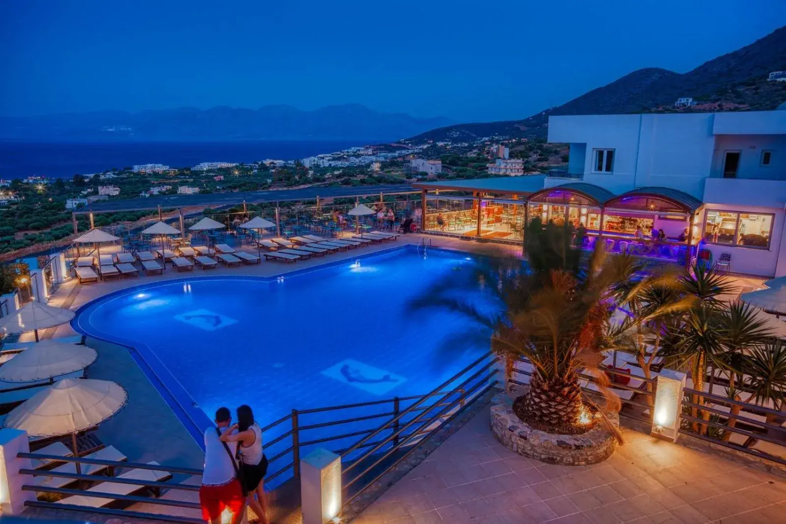 Night, Pool View in Elounda Water Park Residence Hotel