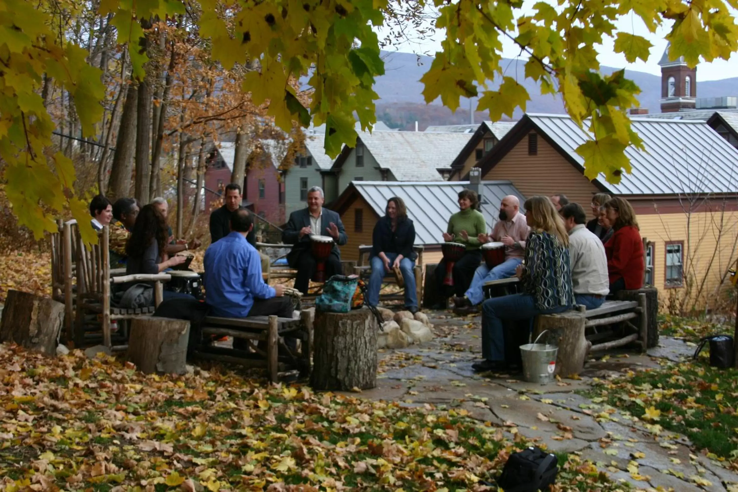 group of guests in The Porches Inn at Mass MoCA
