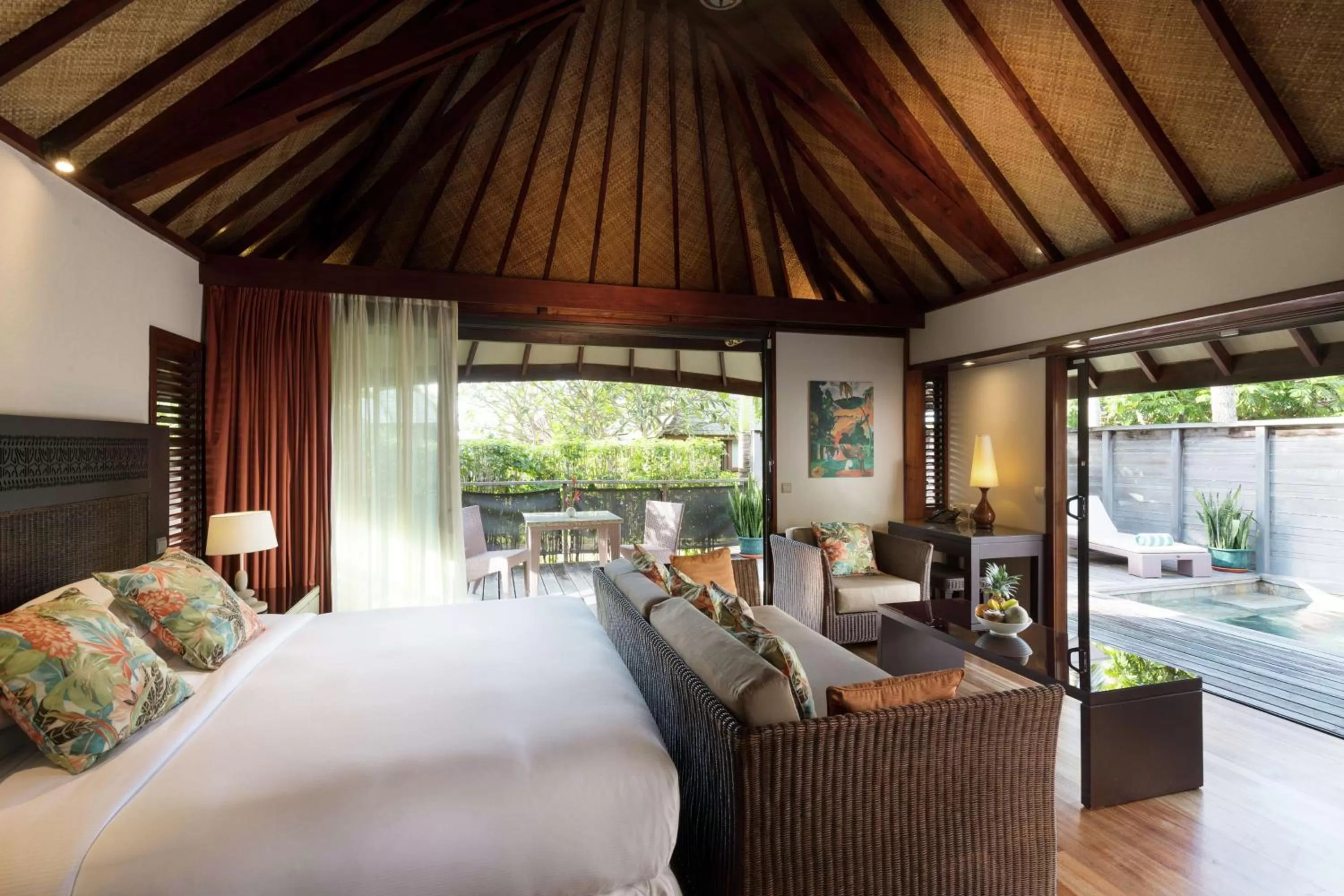 View (from property/room), Bed in Hilton Moorea Lagoon Resort & Spa