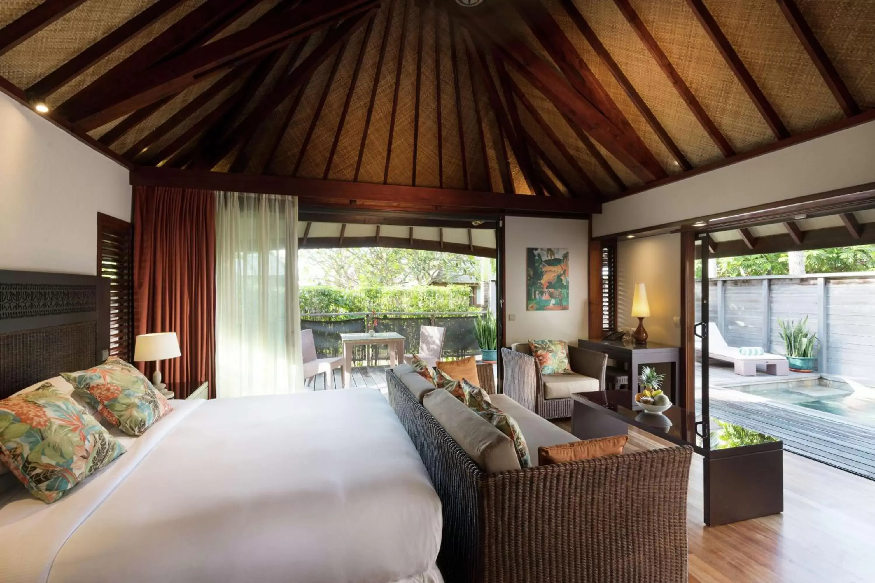 View (from property/room), Bed in Hilton Moorea Lagoon Resort & Spa View (from property/room), Bed in Hilton Moorea Lagoon Resort & Spa