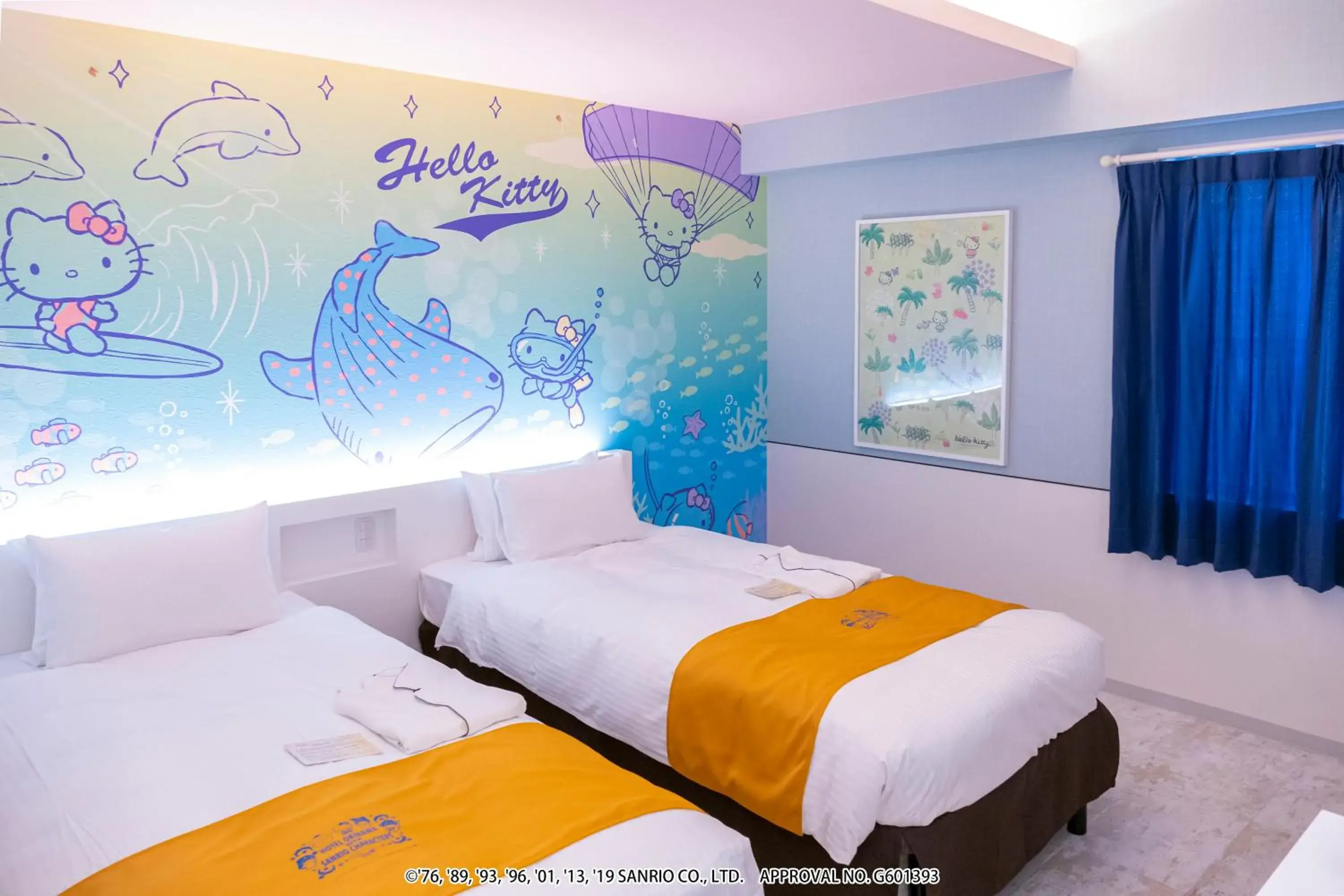 Bed in Hotel Okinawa With Sanrio Characters