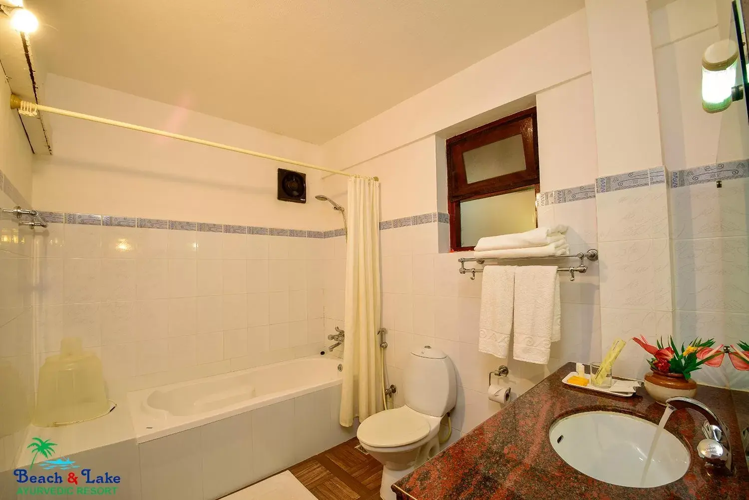 Bathroom in Beach and Lake Ayurvedic Resort