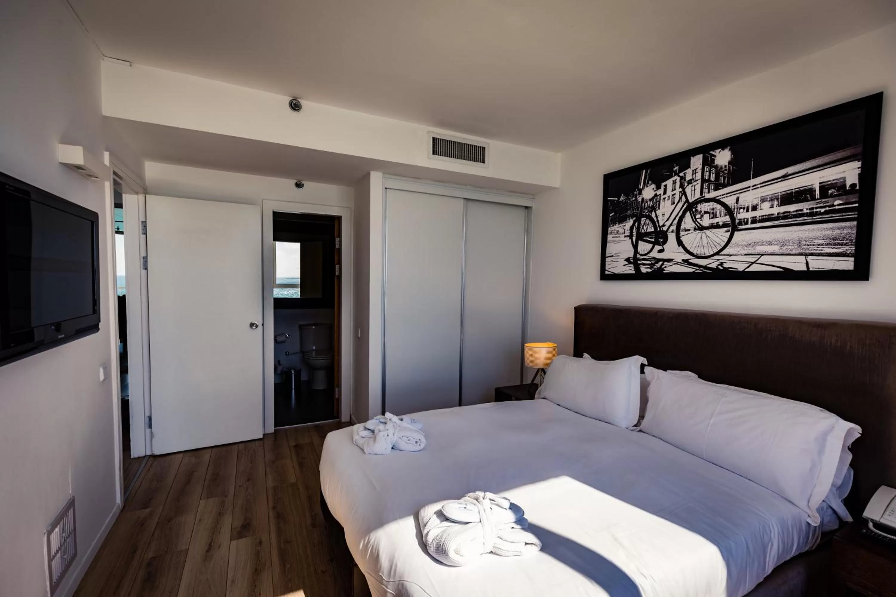 Bed in Sea view apartment suite