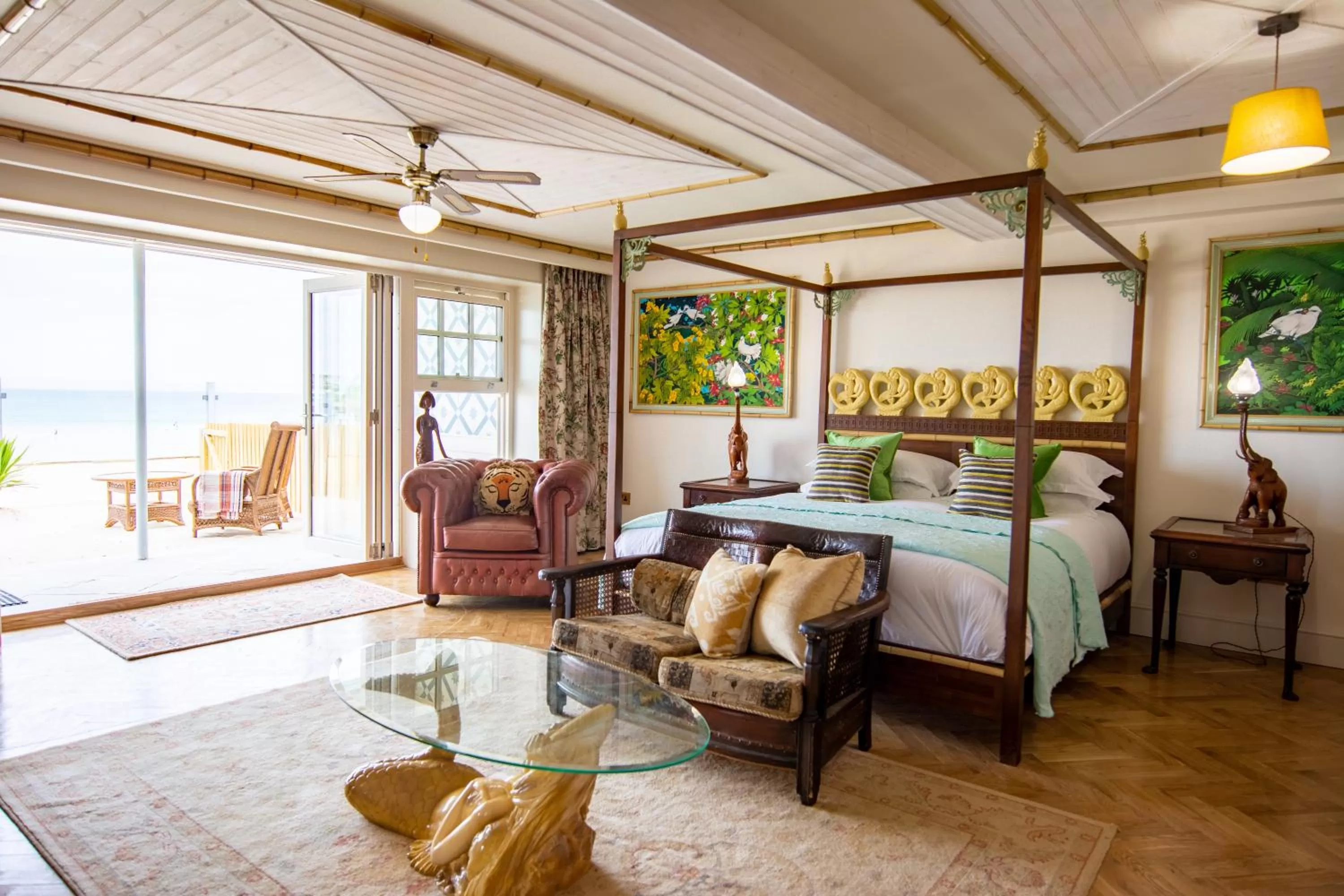 Sea view, Bed in Tolcarne Beach Colonial Restaurant and Rooms