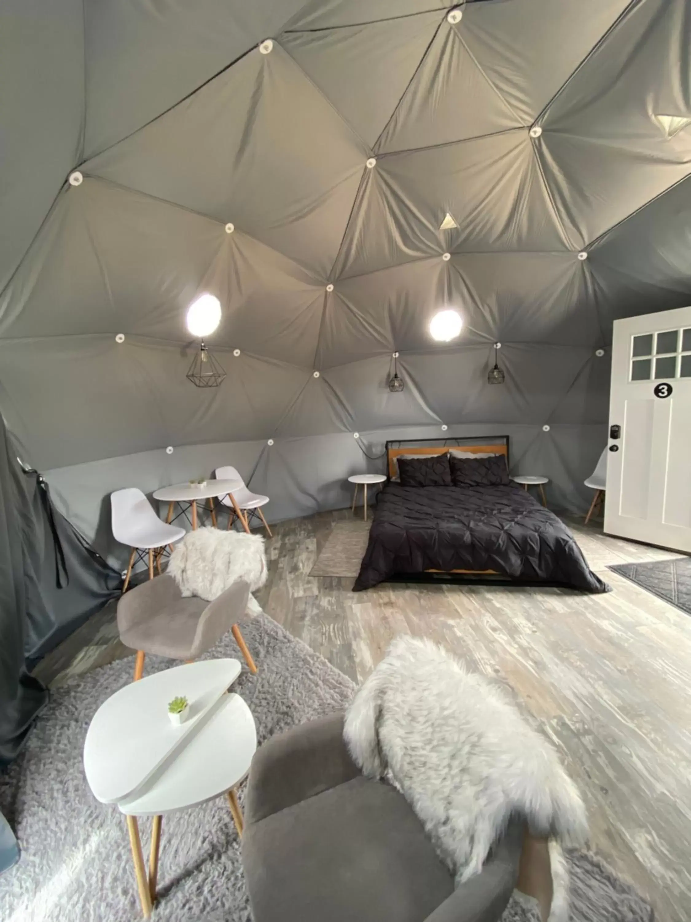 Bed, Seating Area in Blue Mountain Domes - The WOW Experience