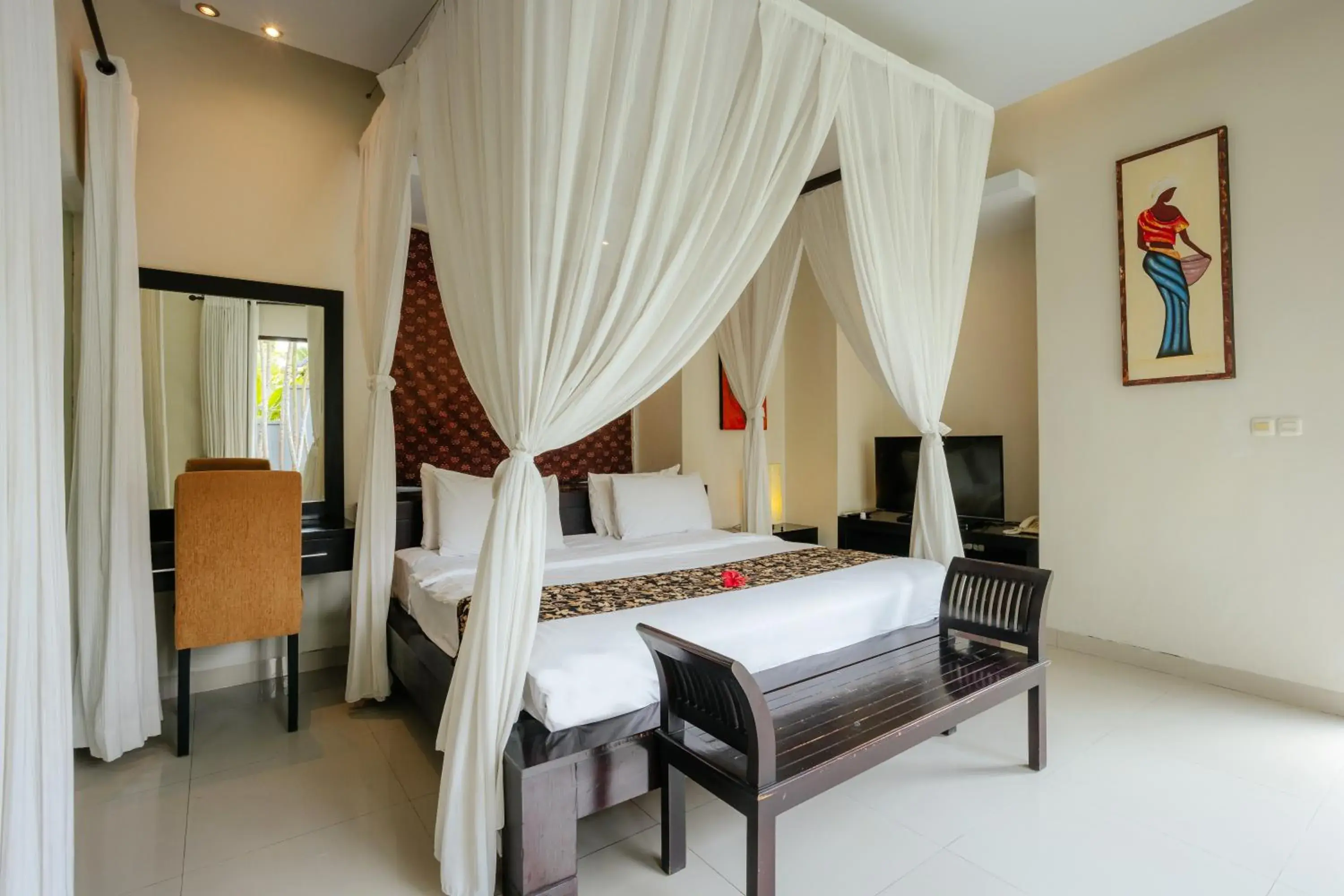 Bed in The Bidadari Villas and Spa