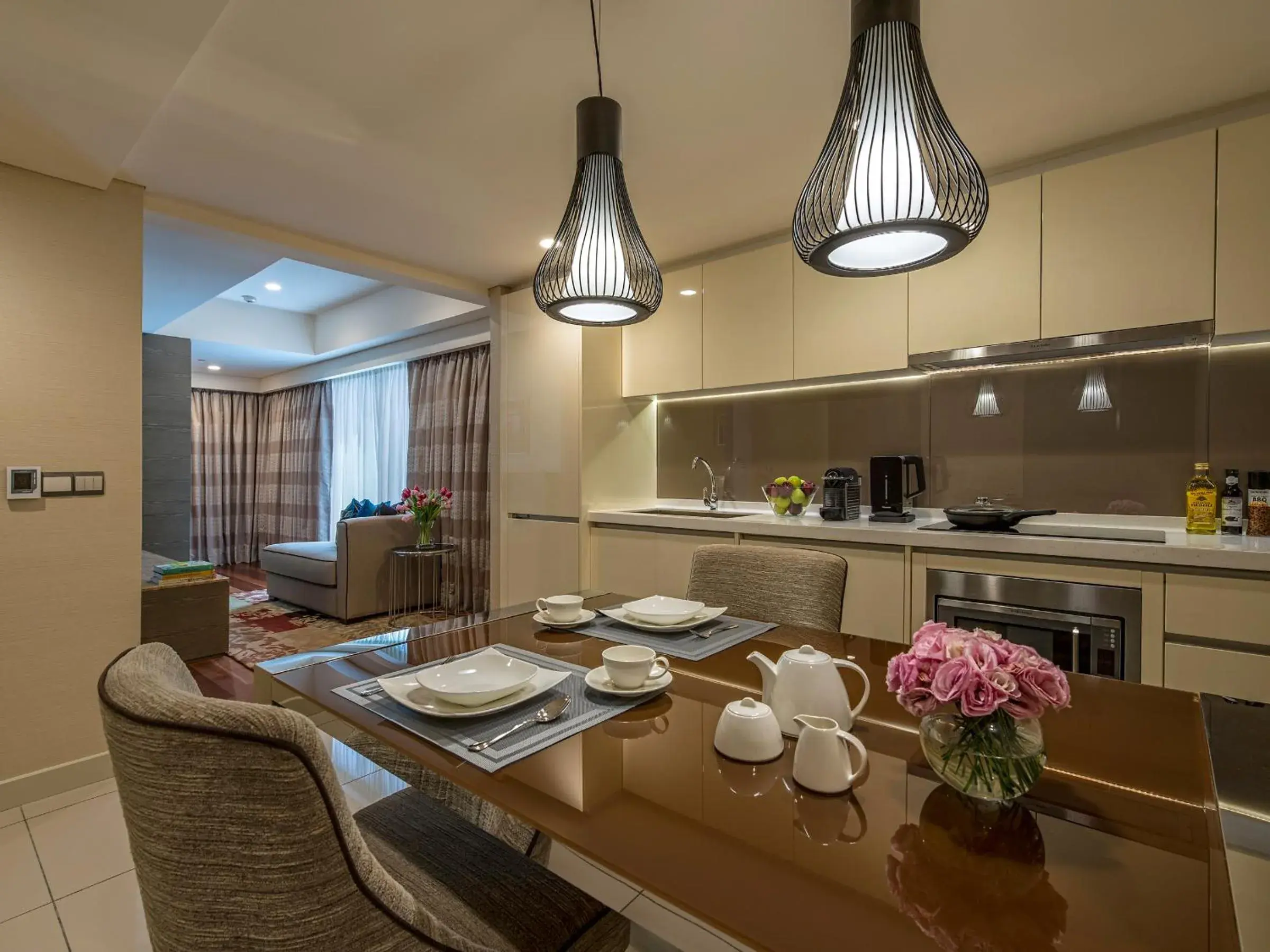 Kitchen or kitchenette, Dining Area in Ascott Sentral Kuala Lumpur