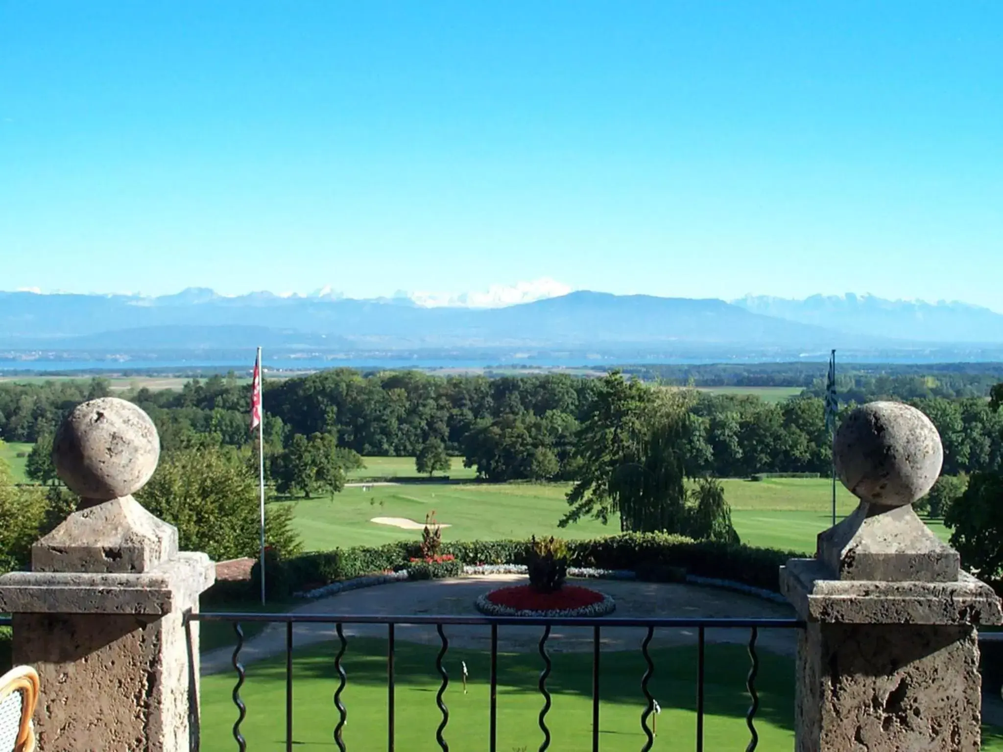 View (from property/room), Pool View in Château de Bonmont