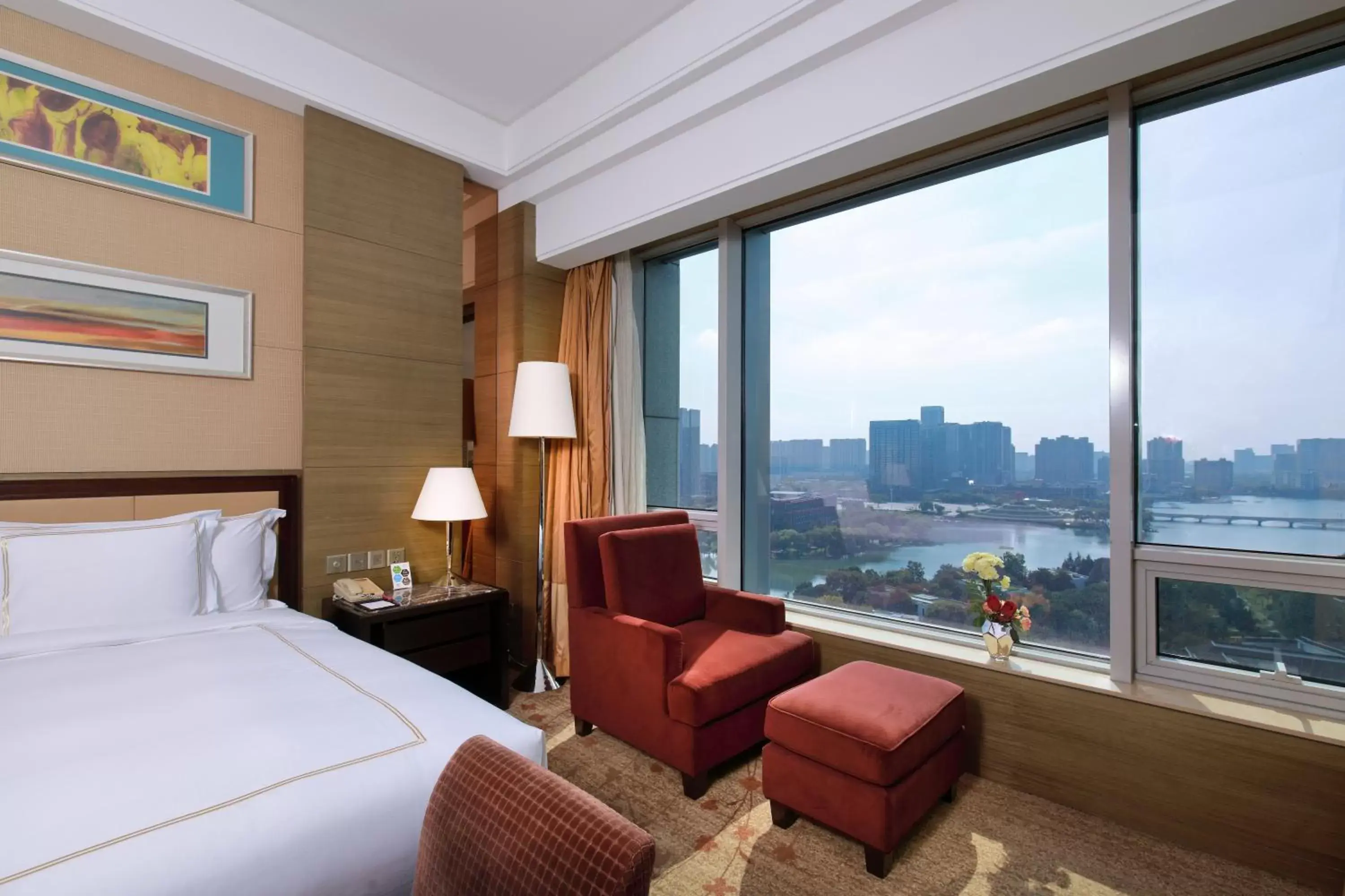 View (from property/room), Bed in Crowne Plaza Nanjing Jiangning by IHG View (from property/room), Bed in Crowne Plaza Nanjing Jiangning by IHG