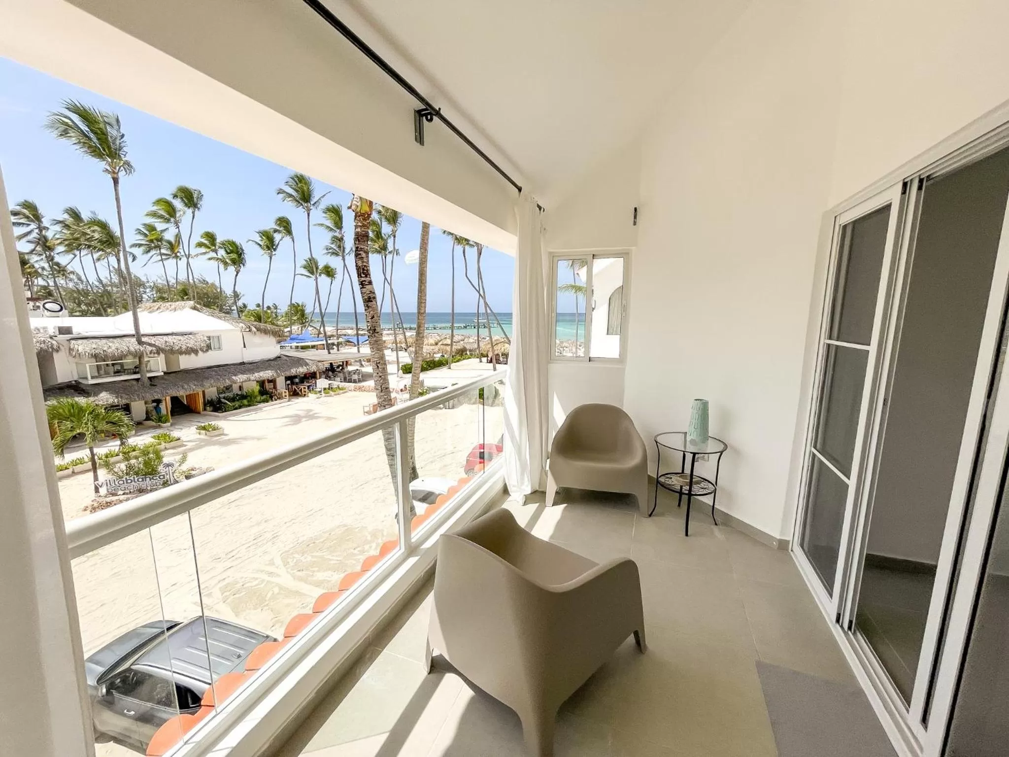 Patio, Balcony/Terrace in BEACH Condo-HOTEL with VILLAS & PRIVATE Apartments WIFI BBQ Beach CLUB & SPA