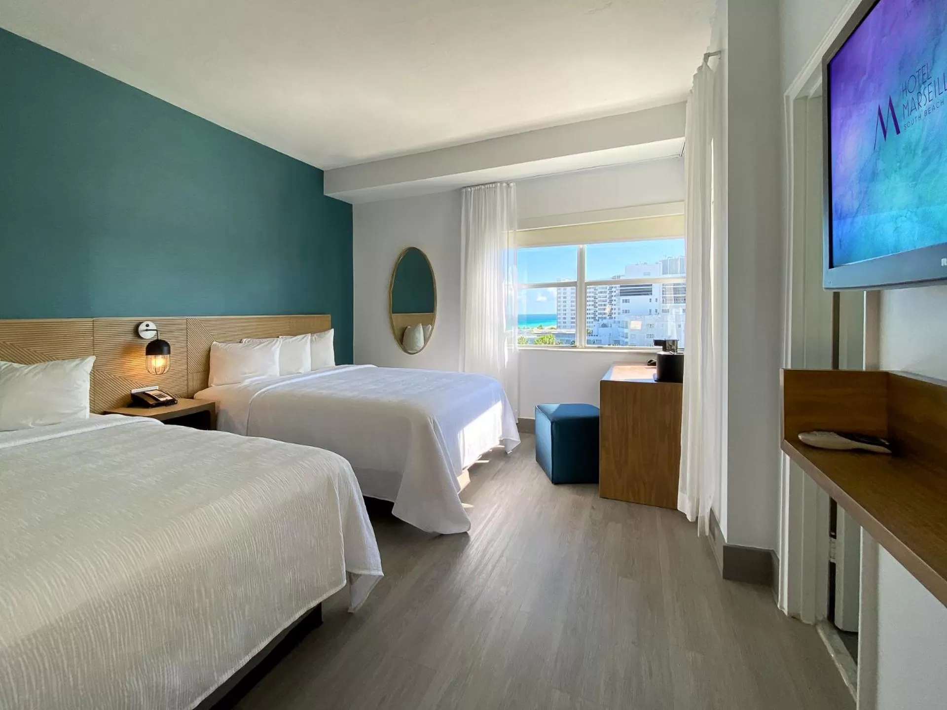 Bed in Marseilles Beachfront Hotel