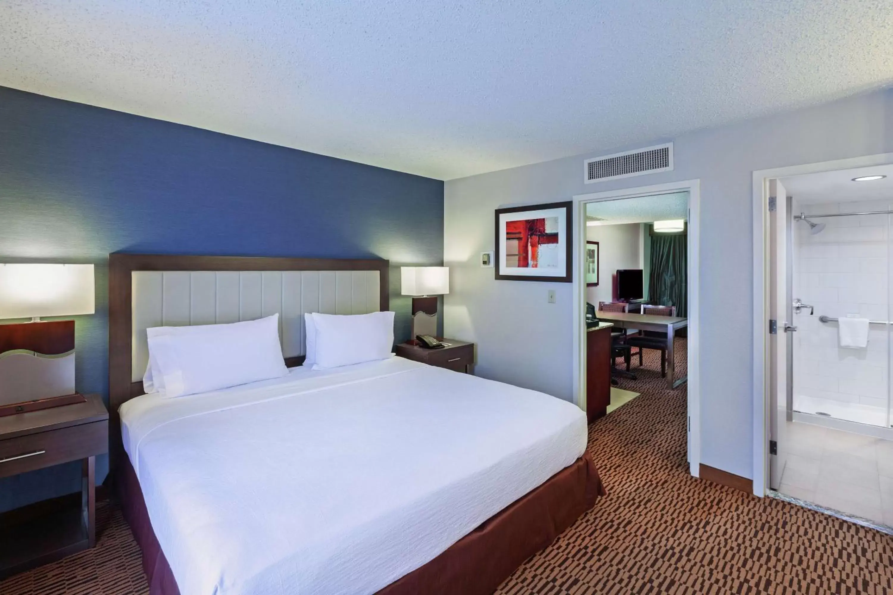 Bathroom, Bed in Embassy Suites by Hilton Dallas Market Center