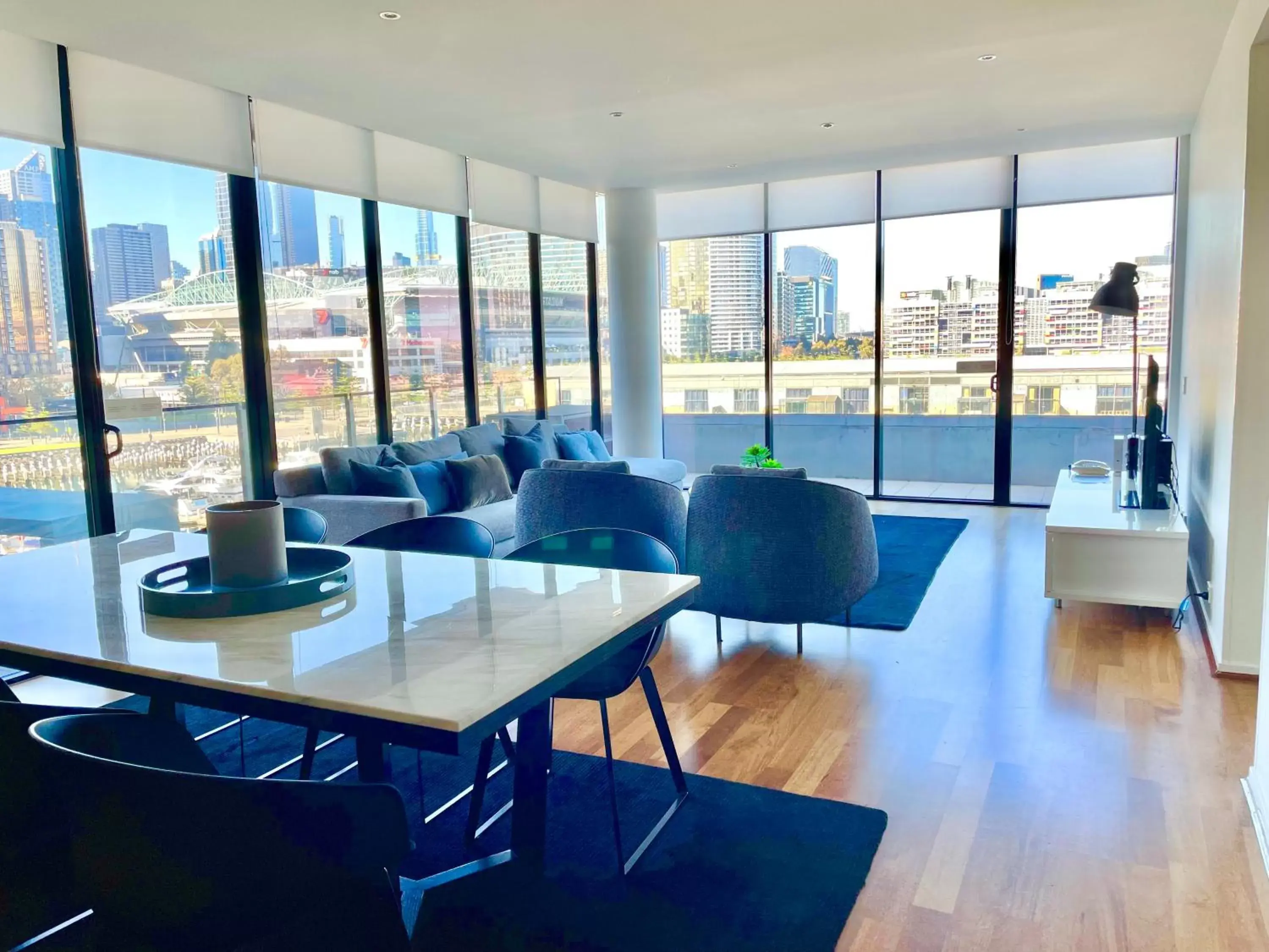 Living room in The Sebel Residences Melbourne Docklands Serviced Apartments