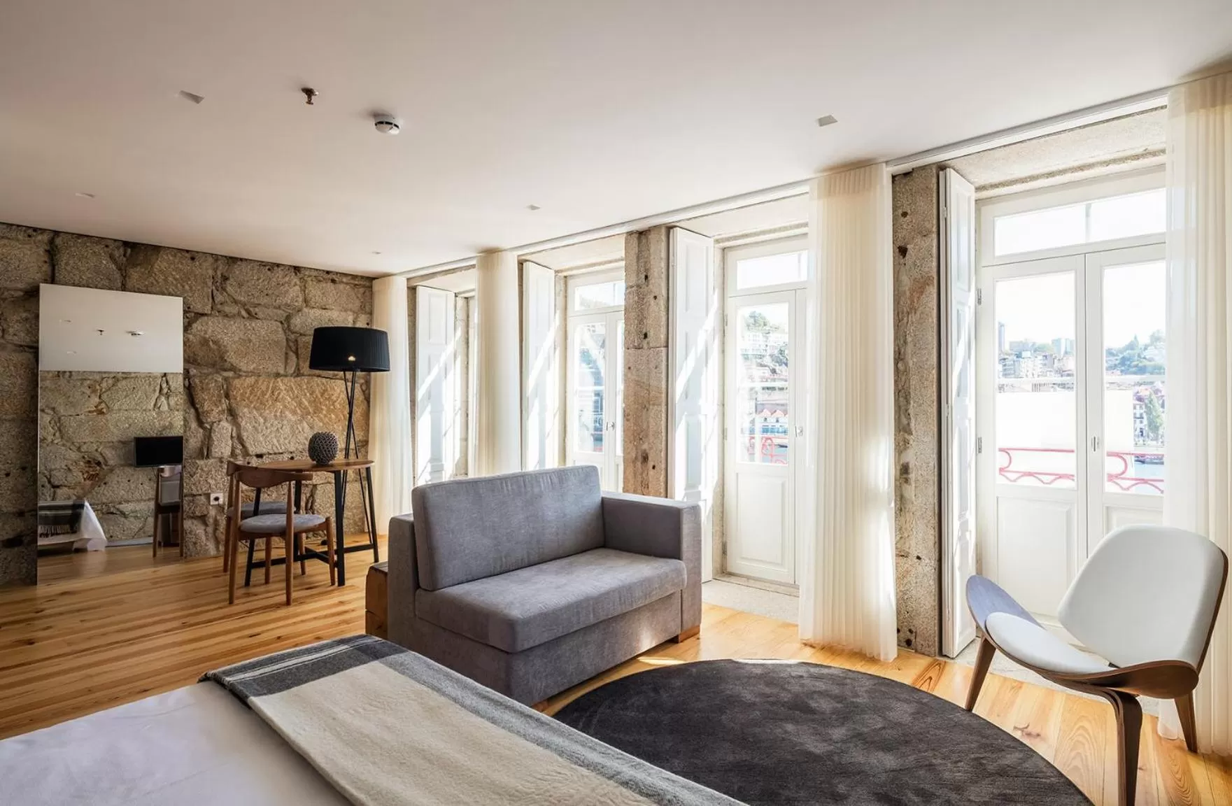 Seating area in Porto River