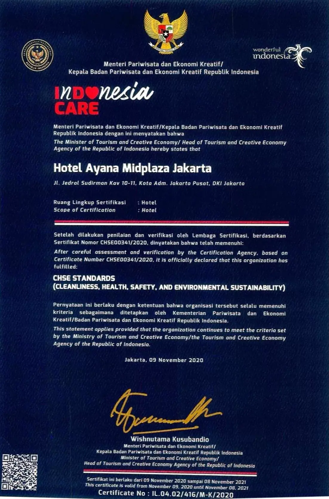 Logo/Certificate/Sign in AYANA Midplaza JAKARTA