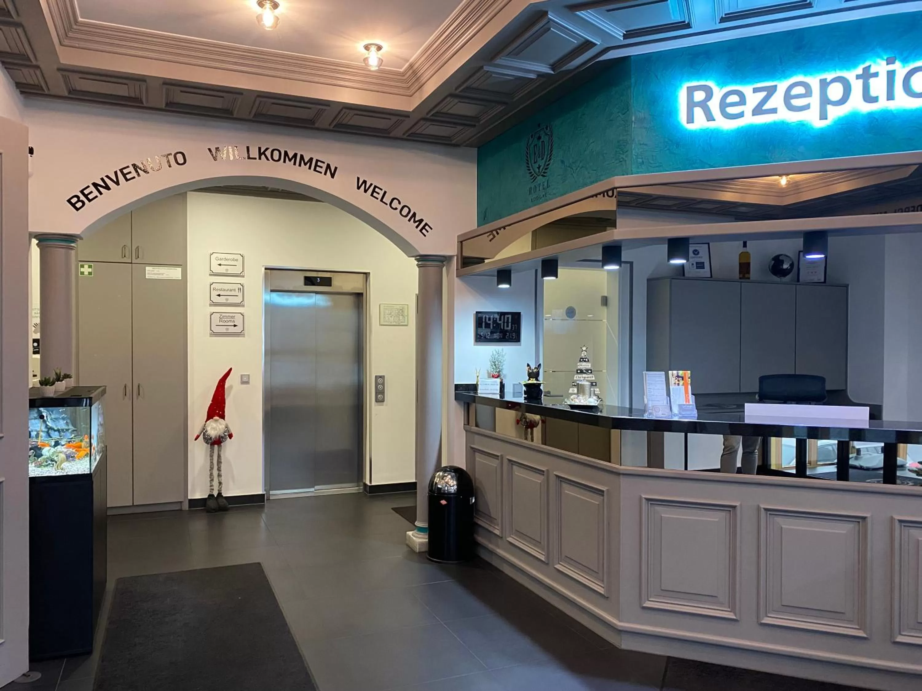 Lobby or reception in E&D Hotel Rodgau