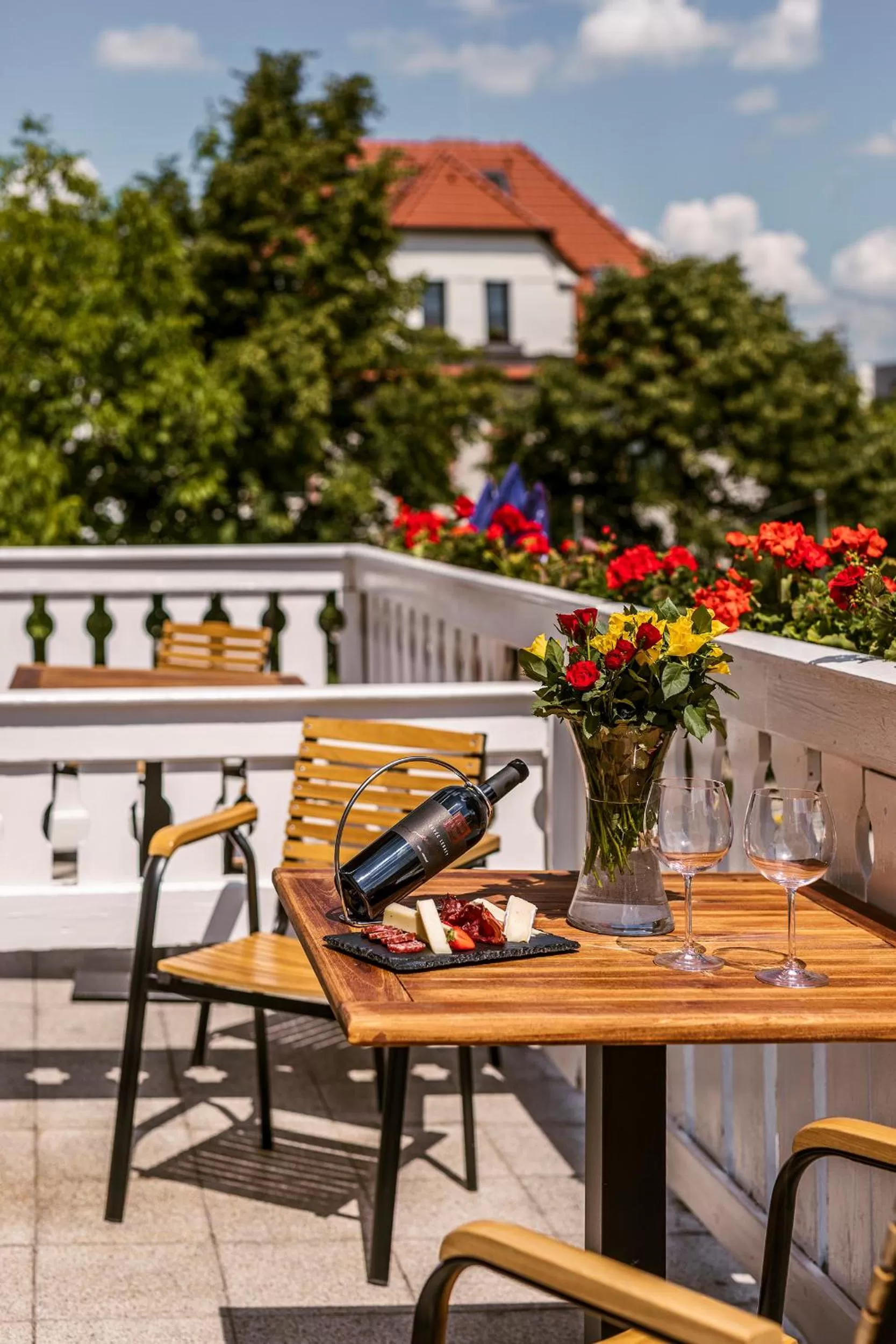 Balcony/Terrace in Prague Hotel Carl Inn restaurant & Free Parking