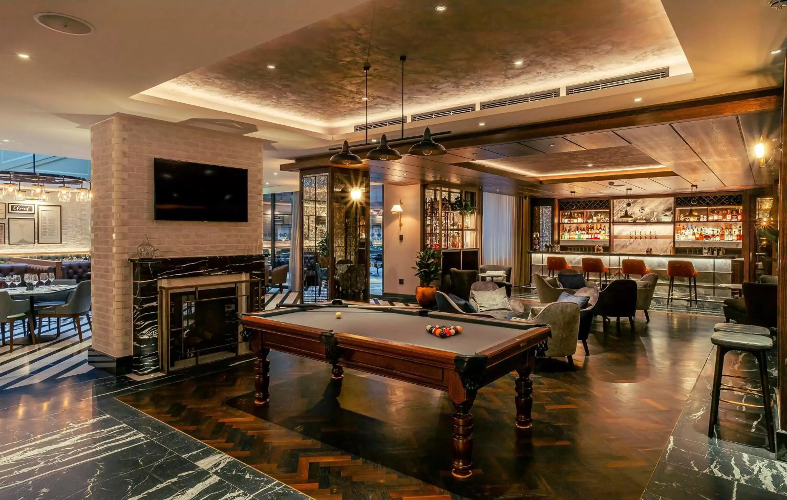 Lounge or bar, Billiards in The Fellows House Cambridge, Curio Collection By Hilton