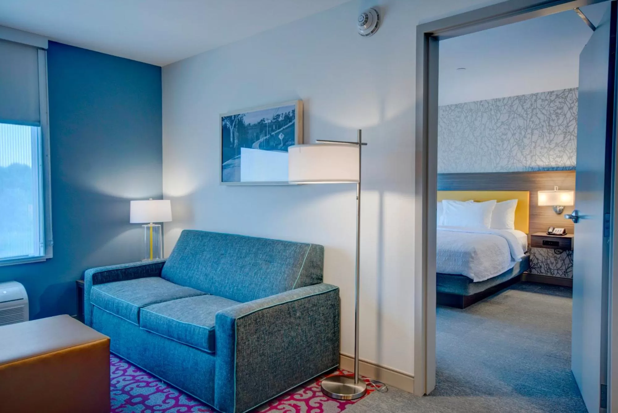 Seating area, Bed in Home2 Suites By Hilton Shepherdsville Louisville South